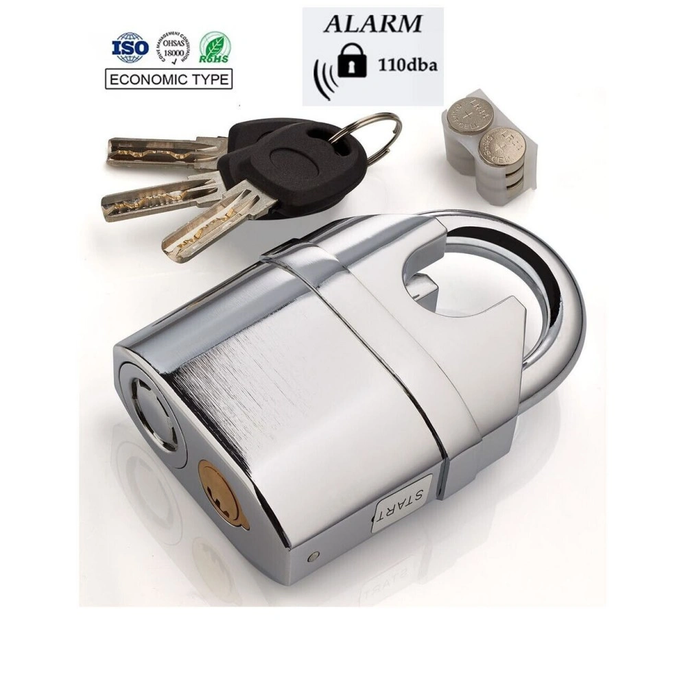Heavy Duty Stainless Steel Waterproof Alarm Padlock with Keys, Outdoor Security