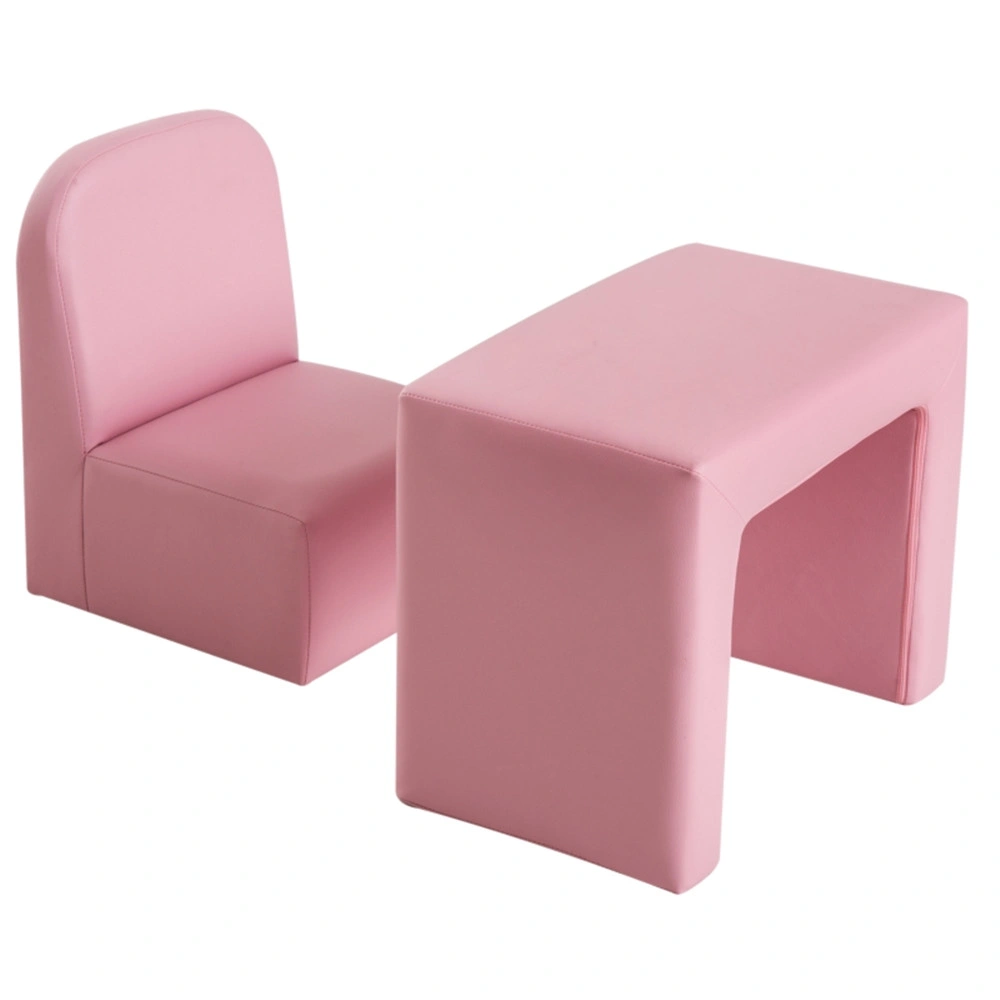 2-in-1 Kids Sofa Bed Convertible Couch, Multifunctional Folding Children's Loveseat with Storage, Pink (Amazon Prime Shipping) view 3