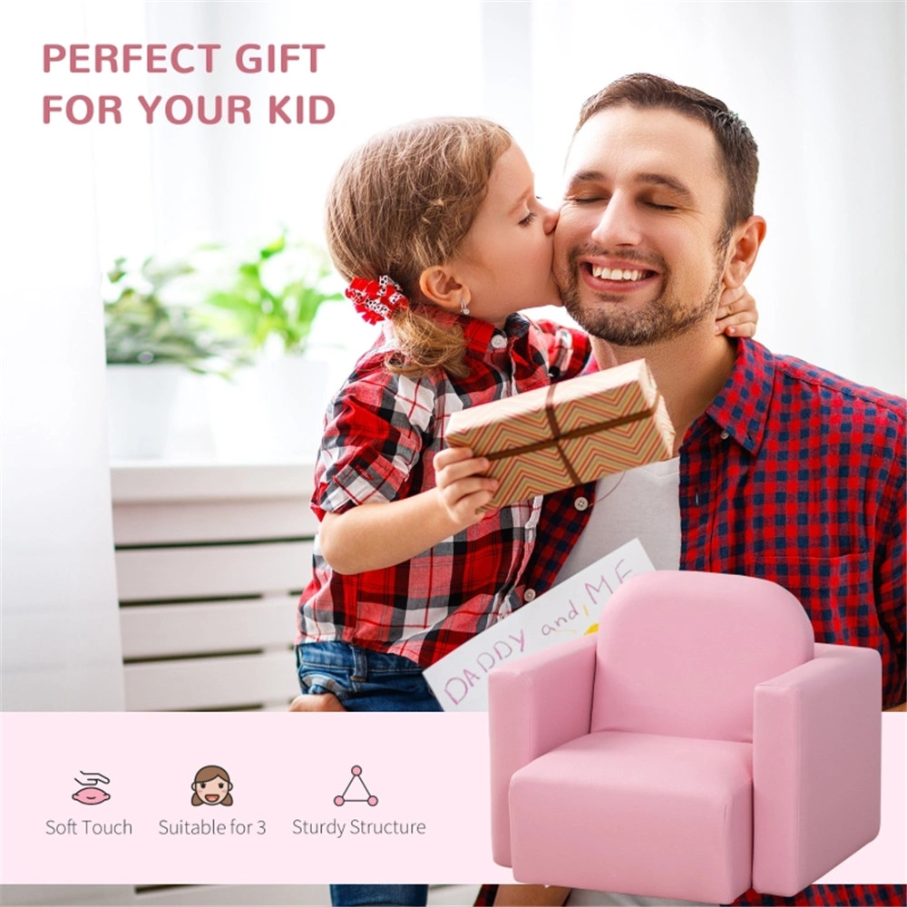 2-in-1 Kids Sofa Bed Convertible Couch, Multifunctional Folding Children's Loveseat with Storage, Pink (Amazon Prime Shipping) view 7