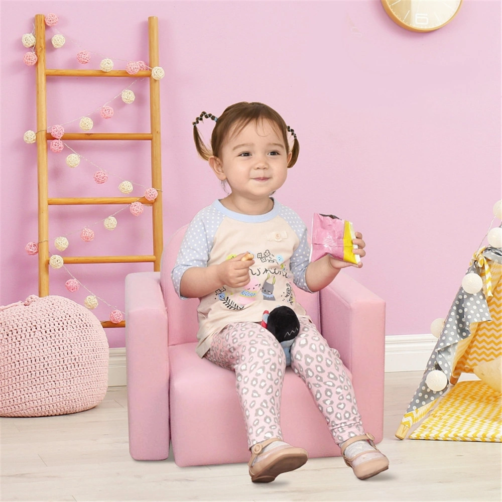 2-in-1 Kids Sofa Bed Convertible Couch, Multifunctional Folding Children's Loveseat with Storage, Pink (Amazon Prime Shipping) view 8
