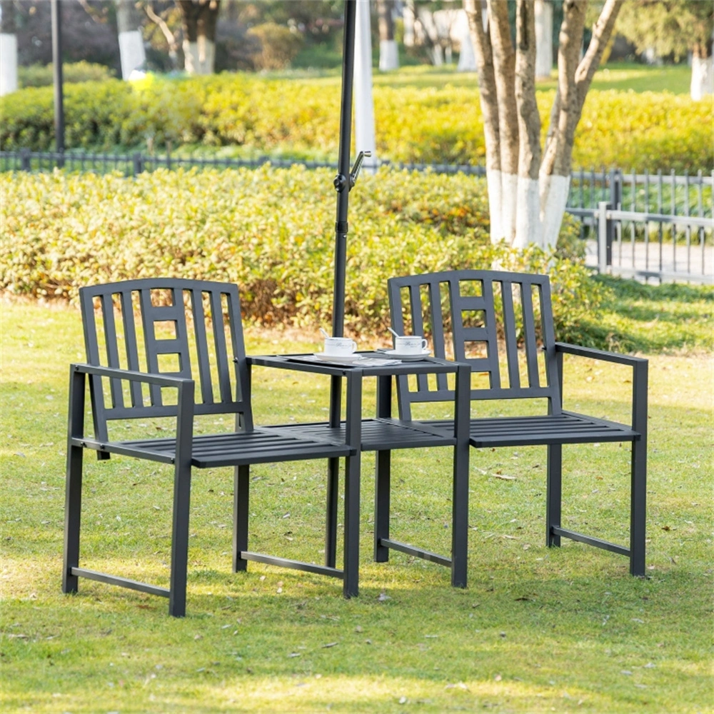 Outdoor Garden Bench with Chair Set - Weather-Resistant Patio Seating for Backyard view 2