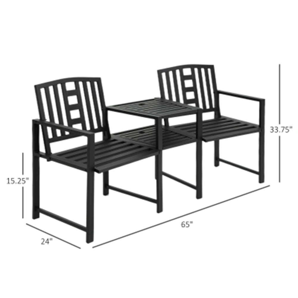 Outdoor Garden Bench with Chair Set - Weather-Resistant Patio Seating for Backyard view 3