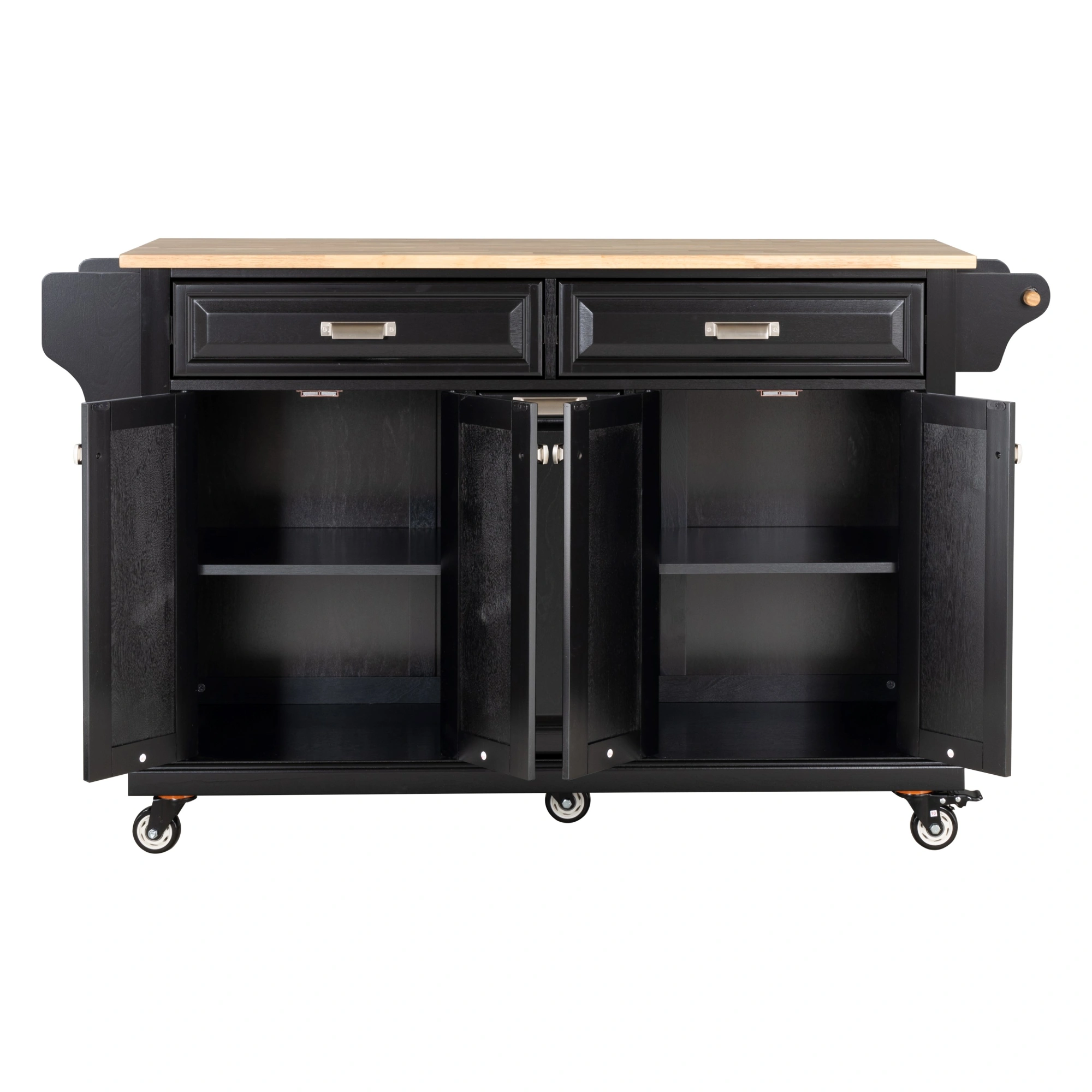 Natural Wood Top Kitchen Island with Storage