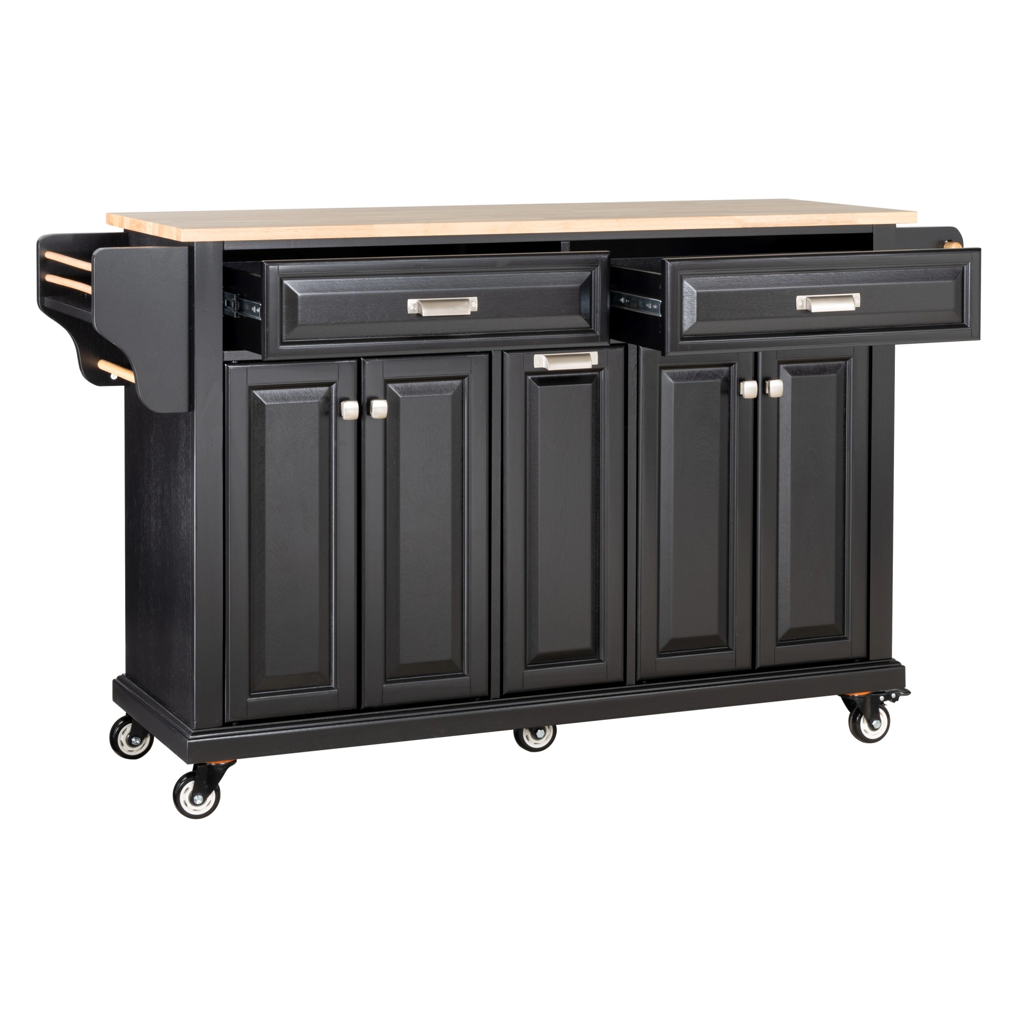 Natural Wood Top Kitchen Island with Storage view 6