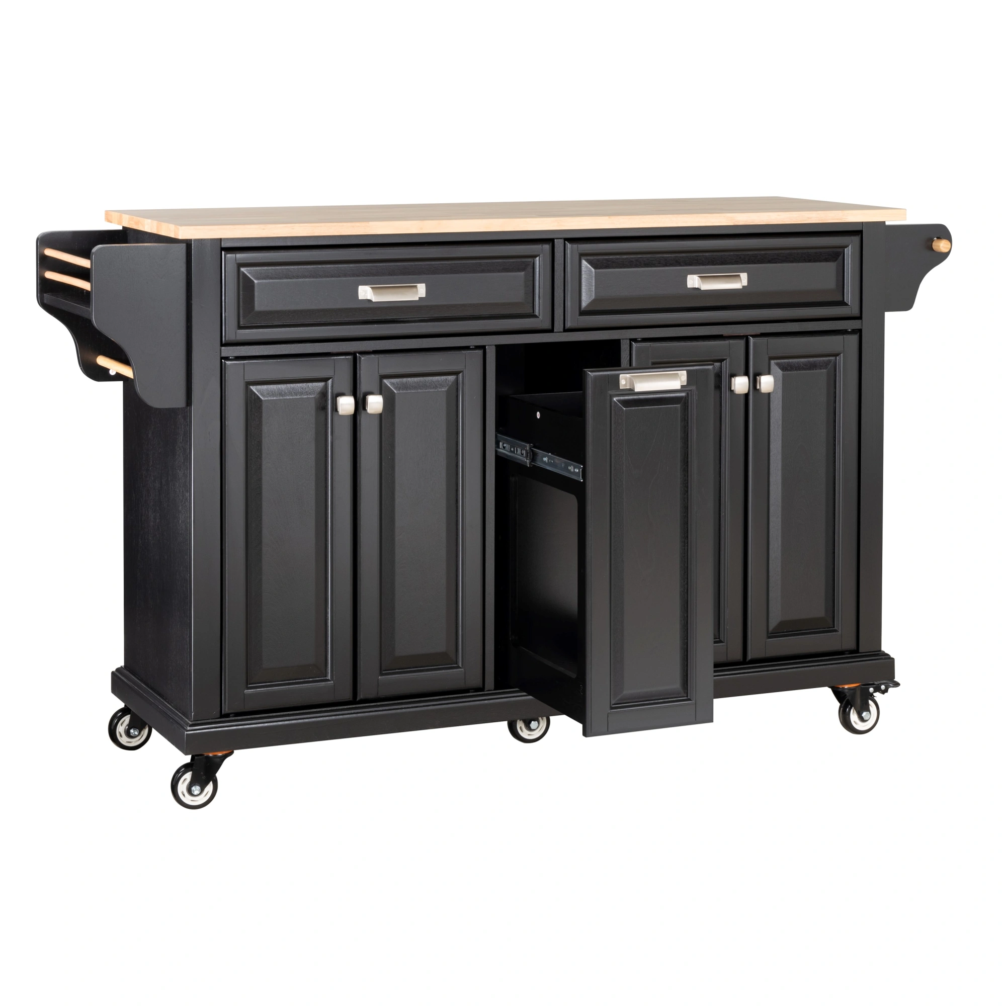 Natural Wood Top Kitchen Island with Storage view 9