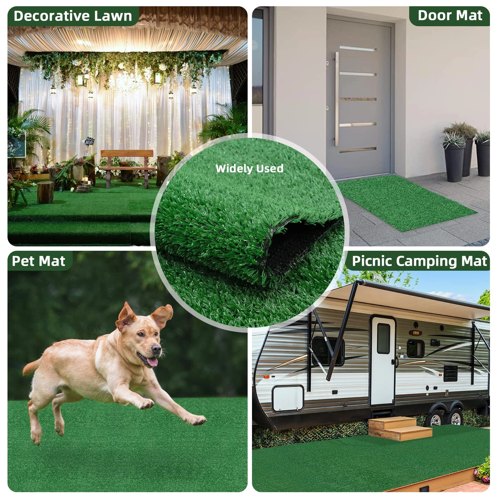 6ft x 10ft Artificial Turf Grass 0.6" Pile with Drainage Holes, Rubber Backing Fake Grass for Indoor Outdoor Pet Areas, Garden Lawn Patio Balcony Decor view 2