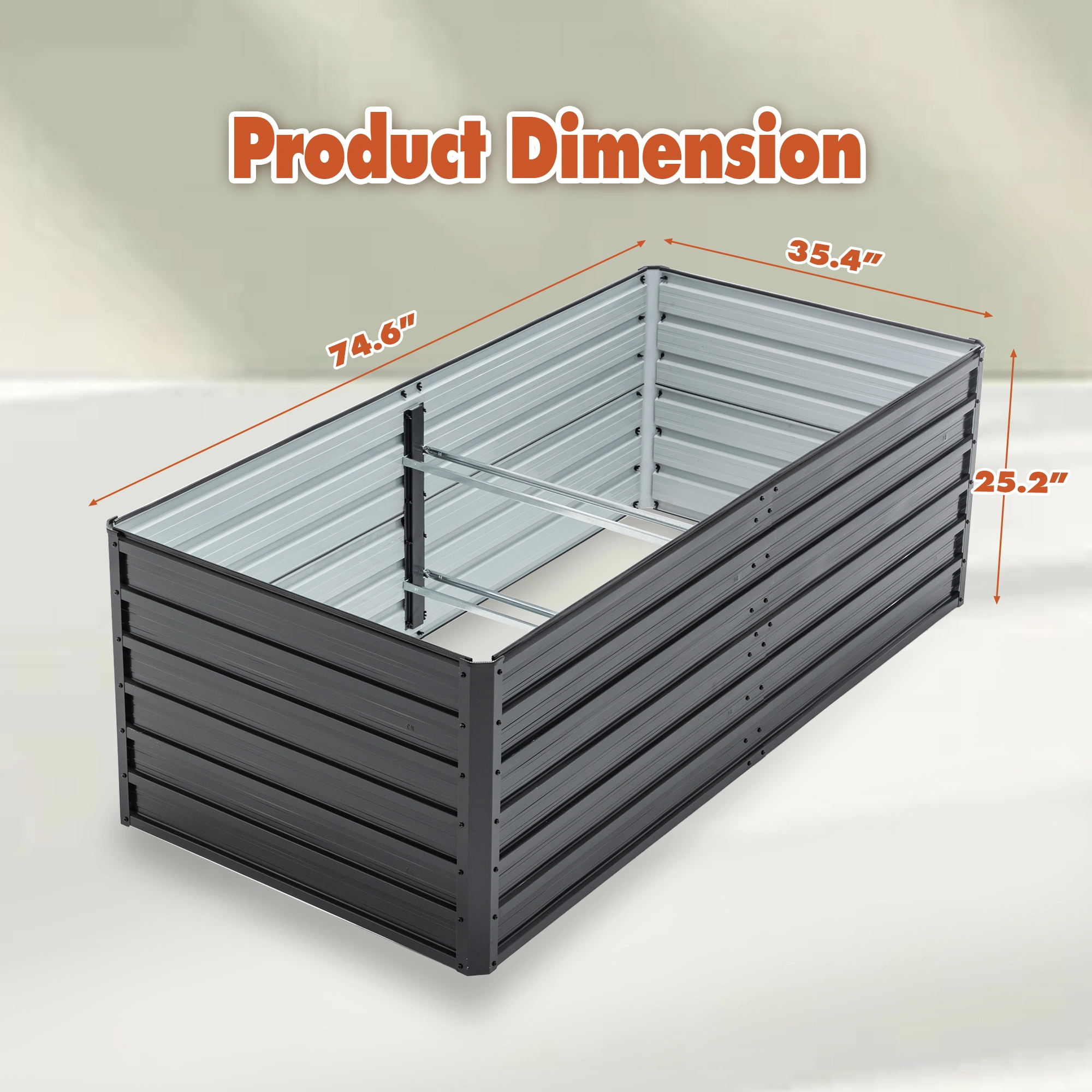 2-Pack Raised Garden Bed 74.6"x35.4"x25.2" Metal Planter Box Open Drainage Base 4 Reinforcing Rods Each Rustproof Steel for Vegetables Fruits Flowers Herbs Succulents view 2