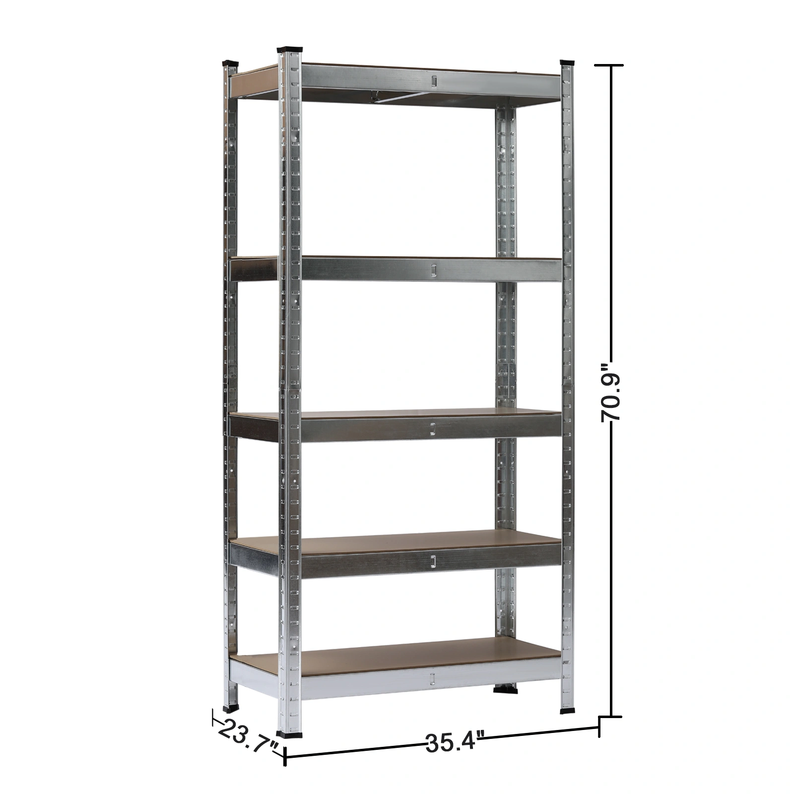Heavy Duty 5 Tier Galvanized Steel Shelving Rack Unit, Metal Storage Shelf for Garage Warehouse, Silver, UK view 2