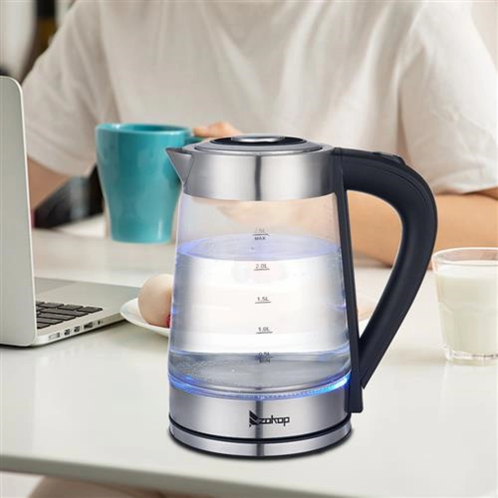 HD-250 2.5L Electric Kettle 1200W 110V Blue Glass Boiler Fast Boiling Water Heater BPA-Free view 6