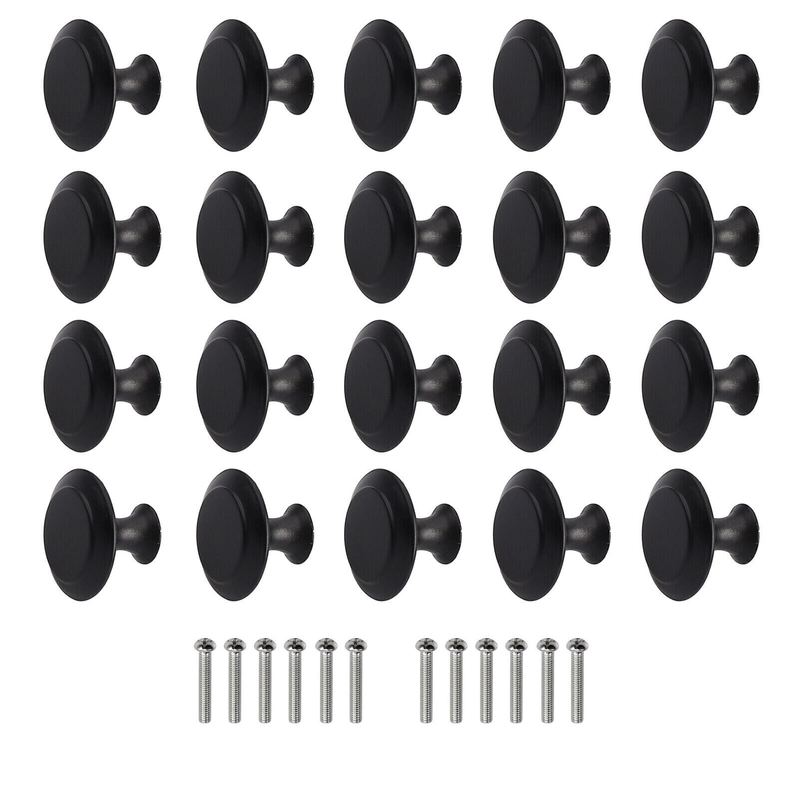 20PCS Round Black Cabinet Handles, Door Knobs & Drawer Pulls for Kitchen Cupboard Furniture view 3