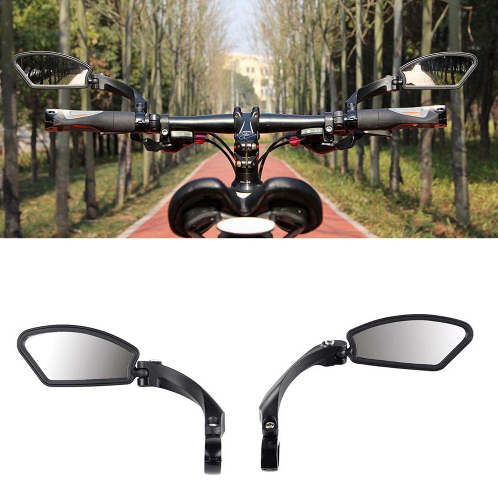 1 Pair Adjustable Bike Mirror HD Wide Angle Rearview Handlebar Mount, Universal Bicycle View Mirror for Road Mountain Cycling, US Shipping Only view 10