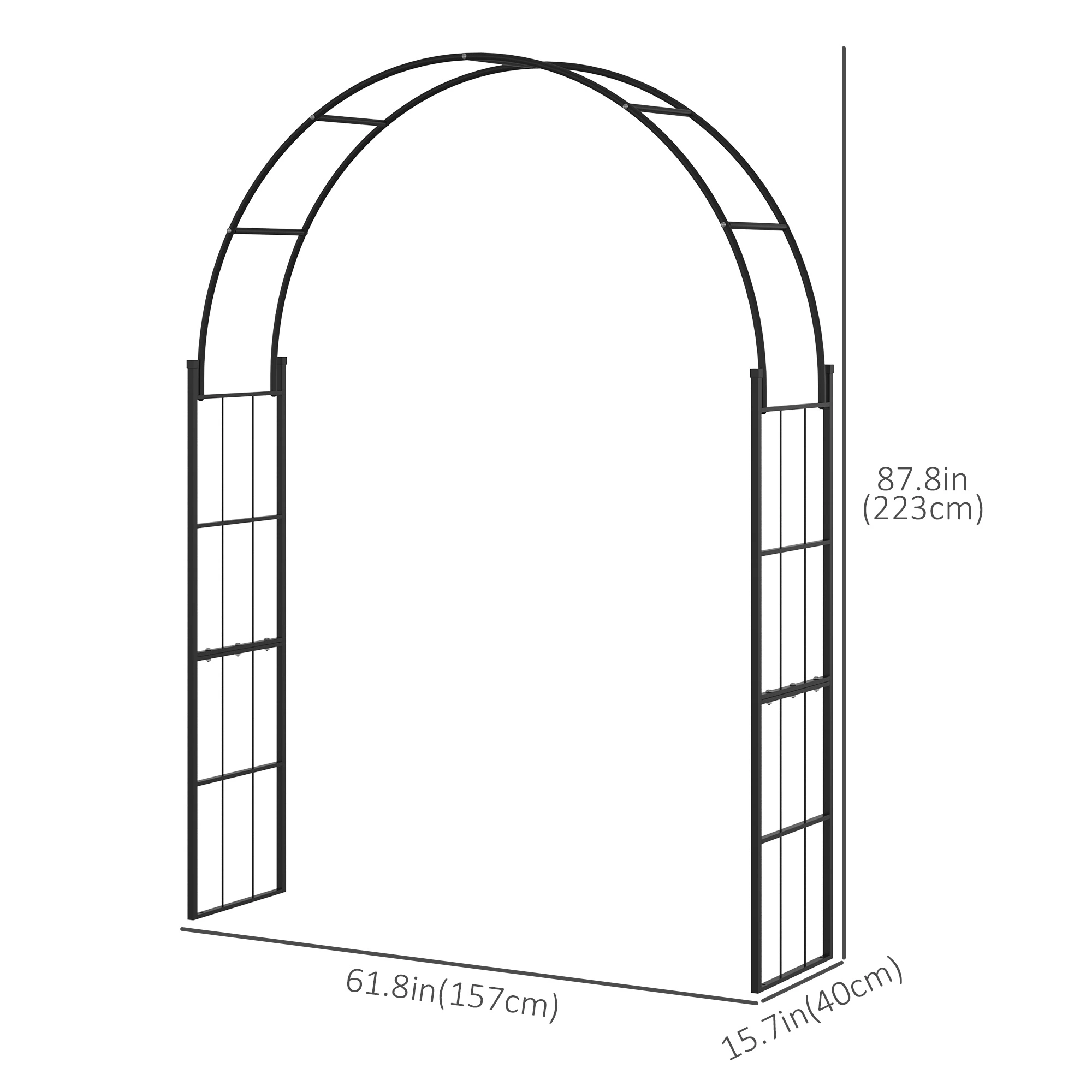 Heavy Duty Metal Garden Arch 84" H x 36" W - Decorative Walk-Through Steel Archway for Garden, Yard & Patio, Black view 3