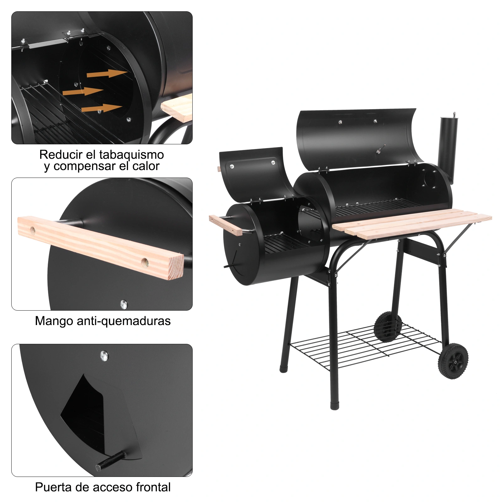 Zokop Oil Drum Charcoal Stove Furnace, 500-600°C High Temp, 15cm Diameter, Plastic Wheel view 3