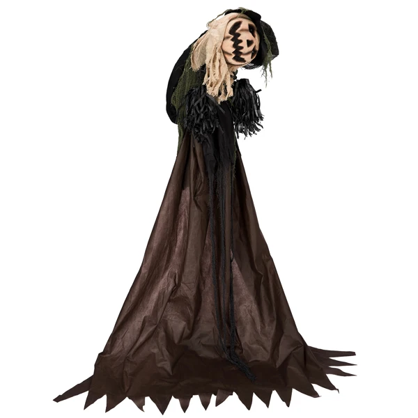 5.7ft Halloween Decorations Outdoor Life Size Animatronics Wizard with Pumpkin Face, Sound-Actived Party Decor with Creepy Sound, Scary Haunted House Props for Garden Yard Lawn view 4