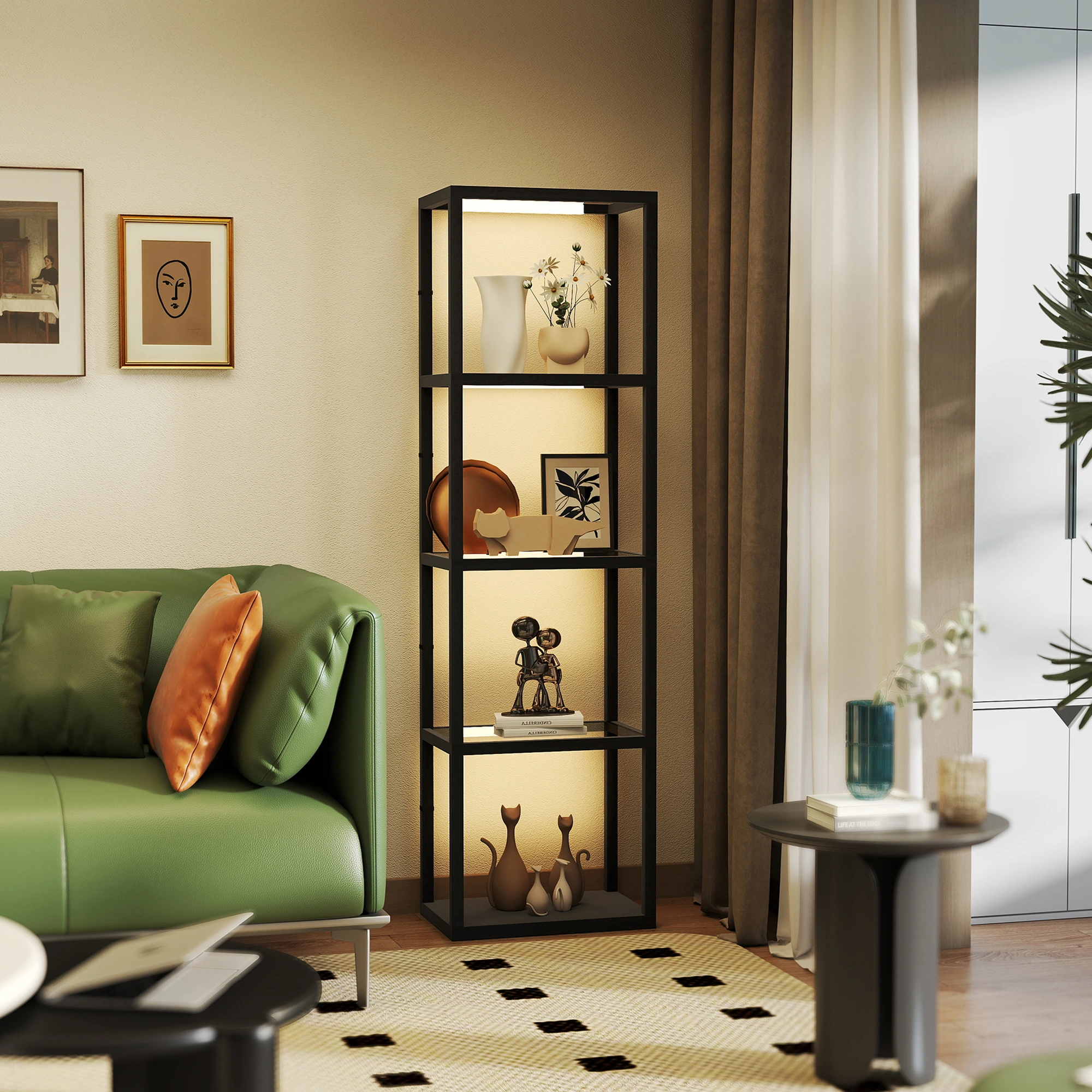 Tall Floor Lamp - Adjustable Height Standing Light for Living Room, Bedroom & Office