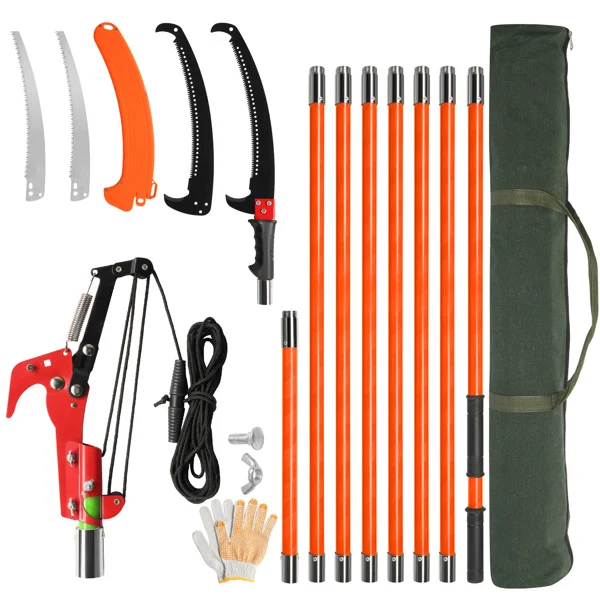 26ft Manual Pole Saw, Lightweight Tree Trimmers Long Handle Pruner Set, Sharp Steel Blade and Scissors Pole Saw for Trimming Palm, Pear Tree, Fir Tree, Other High Trees and Shrubs view 2