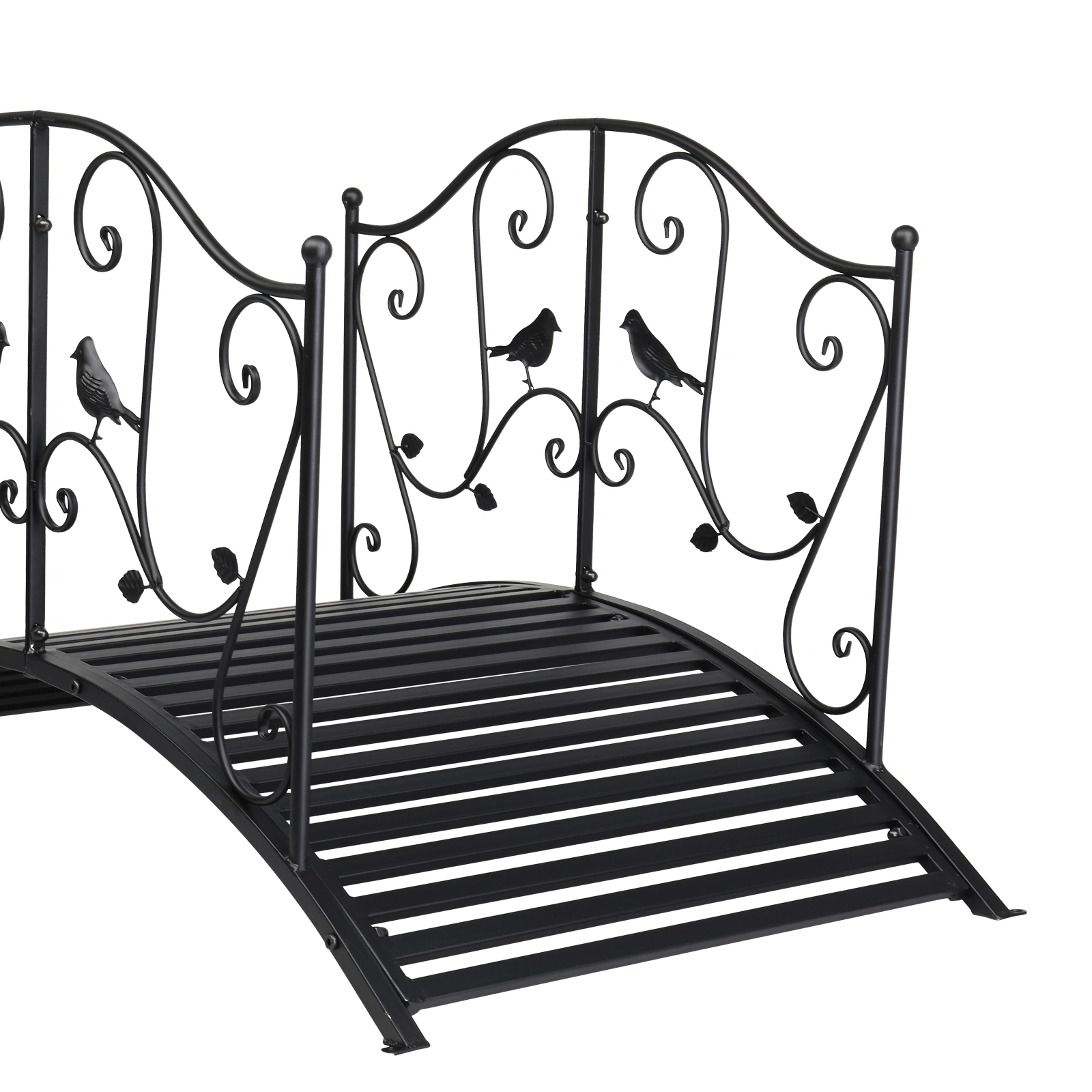 119*67*71cm Courtyard With Bird Pattern Arched Handrail Courtyard Iron Bridge Black view 7