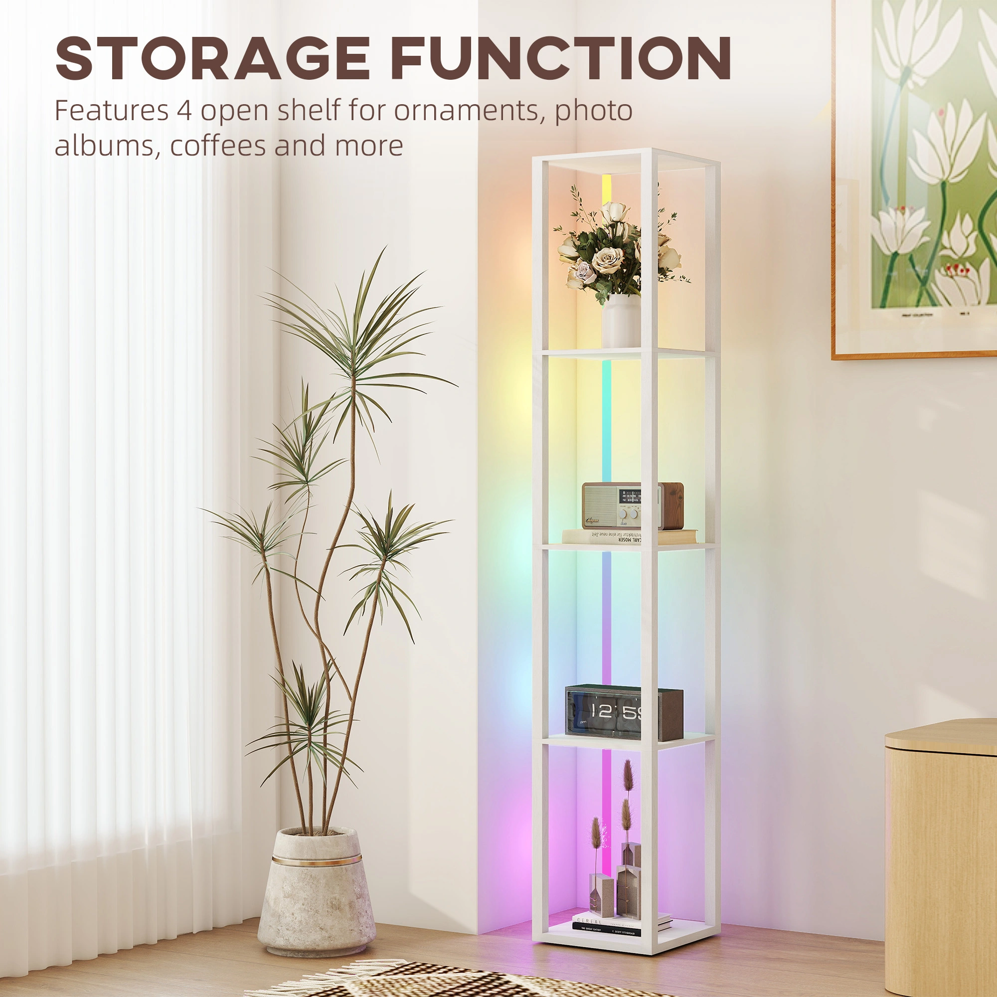 White Bathroom Storage Cabinet, Freestanding Floor Organizer with Doors & Shelves, Space-Saving Vanity Organizer for Bedroom, Kitchen, Hallway view 3