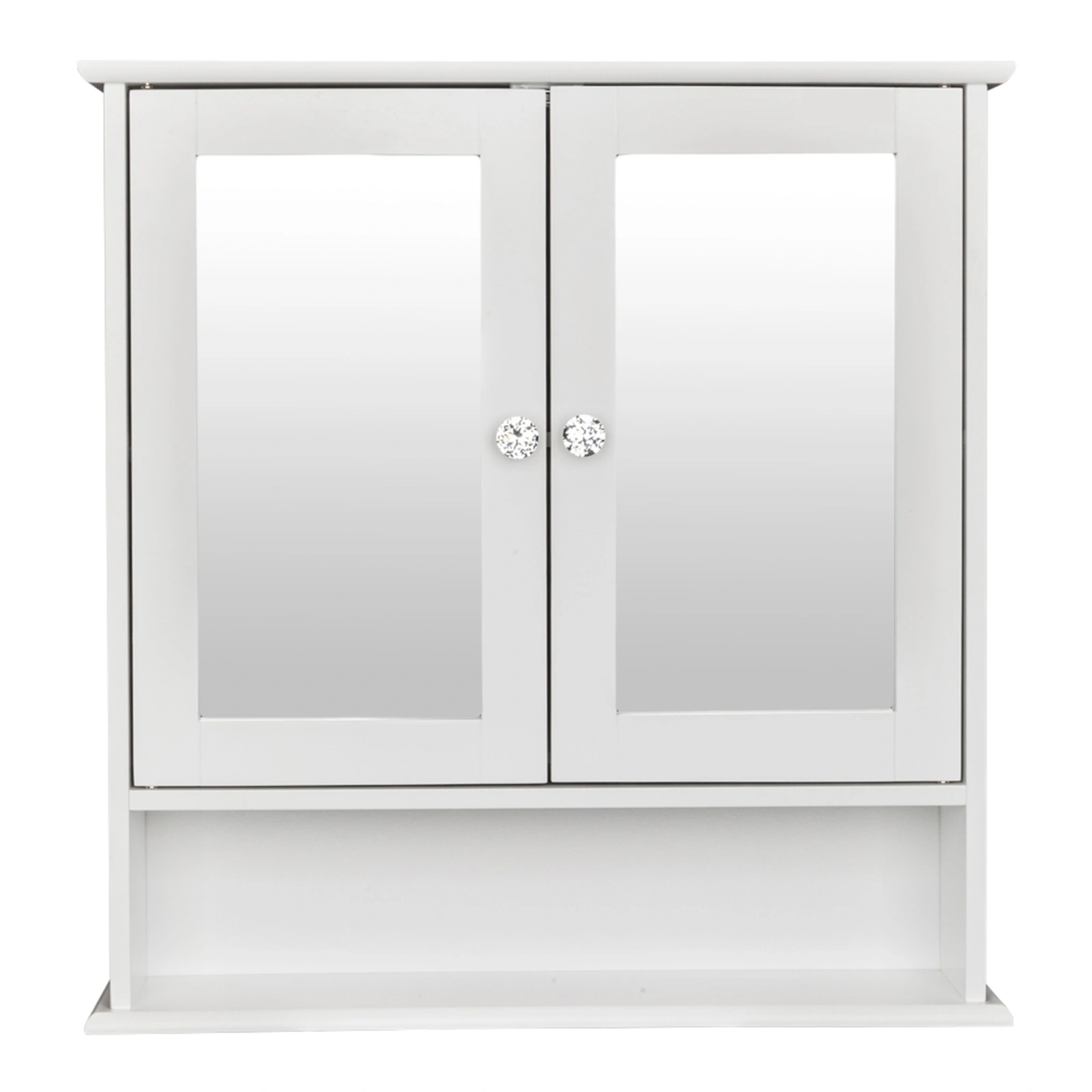 White Double Door Wall-Mounted Bathroom Cabinet with Mirror - Indoor Shelf Storage