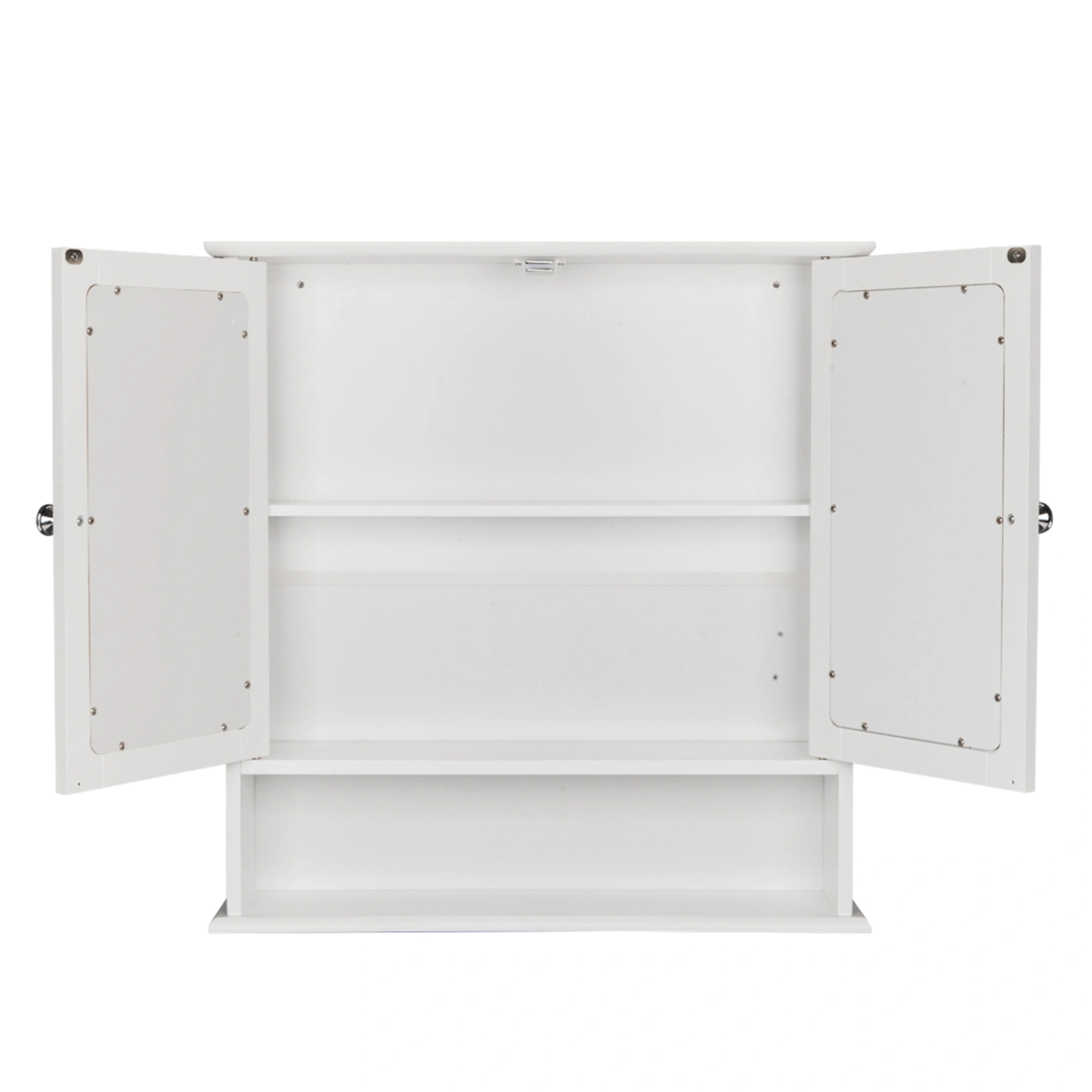 White Double Door Wall-Mounted Bathroom Cabinet with Mirror - Indoor Shelf Storage view 2