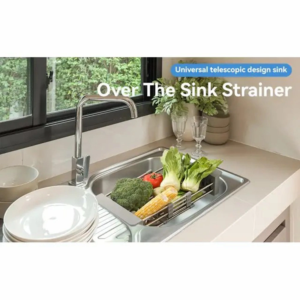 Adjustable Immersion Sink Dish Drying Rack With Stainless Steel Drain Basket - Portable And Retractable Space-Saving Fruit And Vegetable Solution view 13