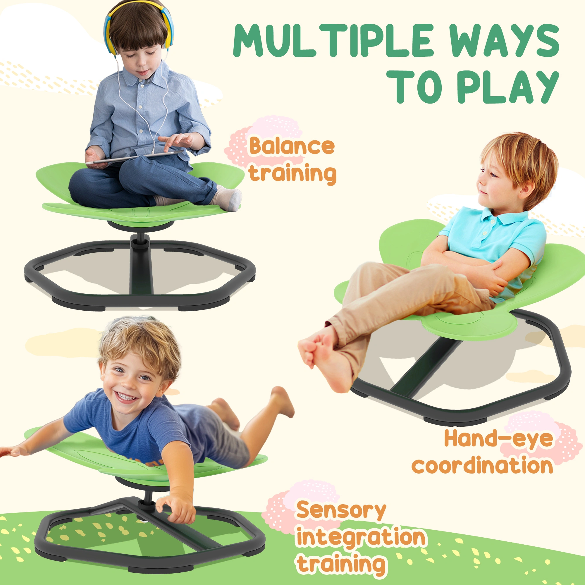 Sensory Spinning Chair with Backrest, 360 Degree Rotating Throne Seat, Fidget Sensory Chair for Kids & Adults, Calming Therapy Swing view 4