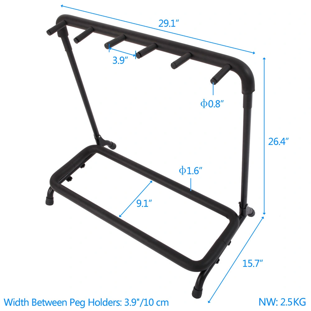 5-Slot Guitar Holder Rack Stand Black view 11