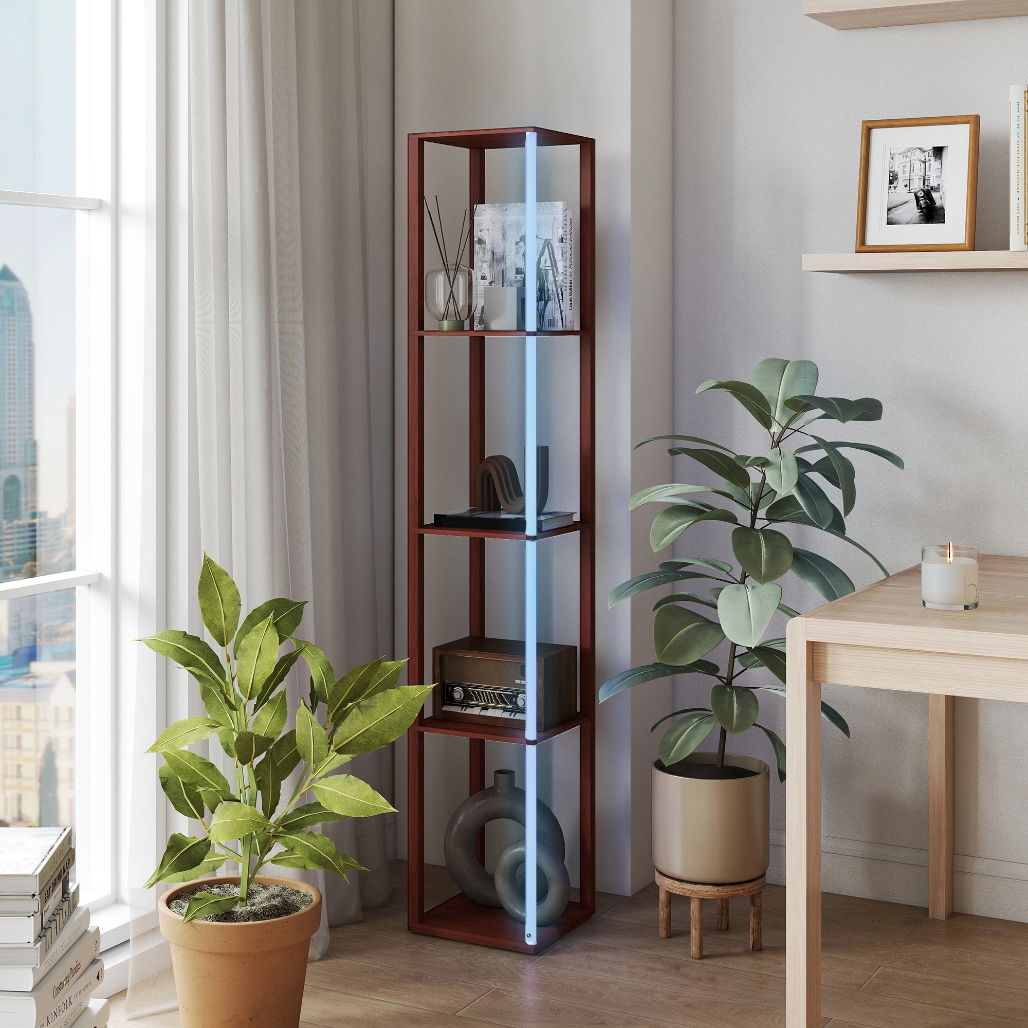 White Bathroom Storage Cabinet, Floor Standing Freestanding Cabinet with Shelves, Tall Storage Organizer for Bathroom, Kitchen, Hallway view 3