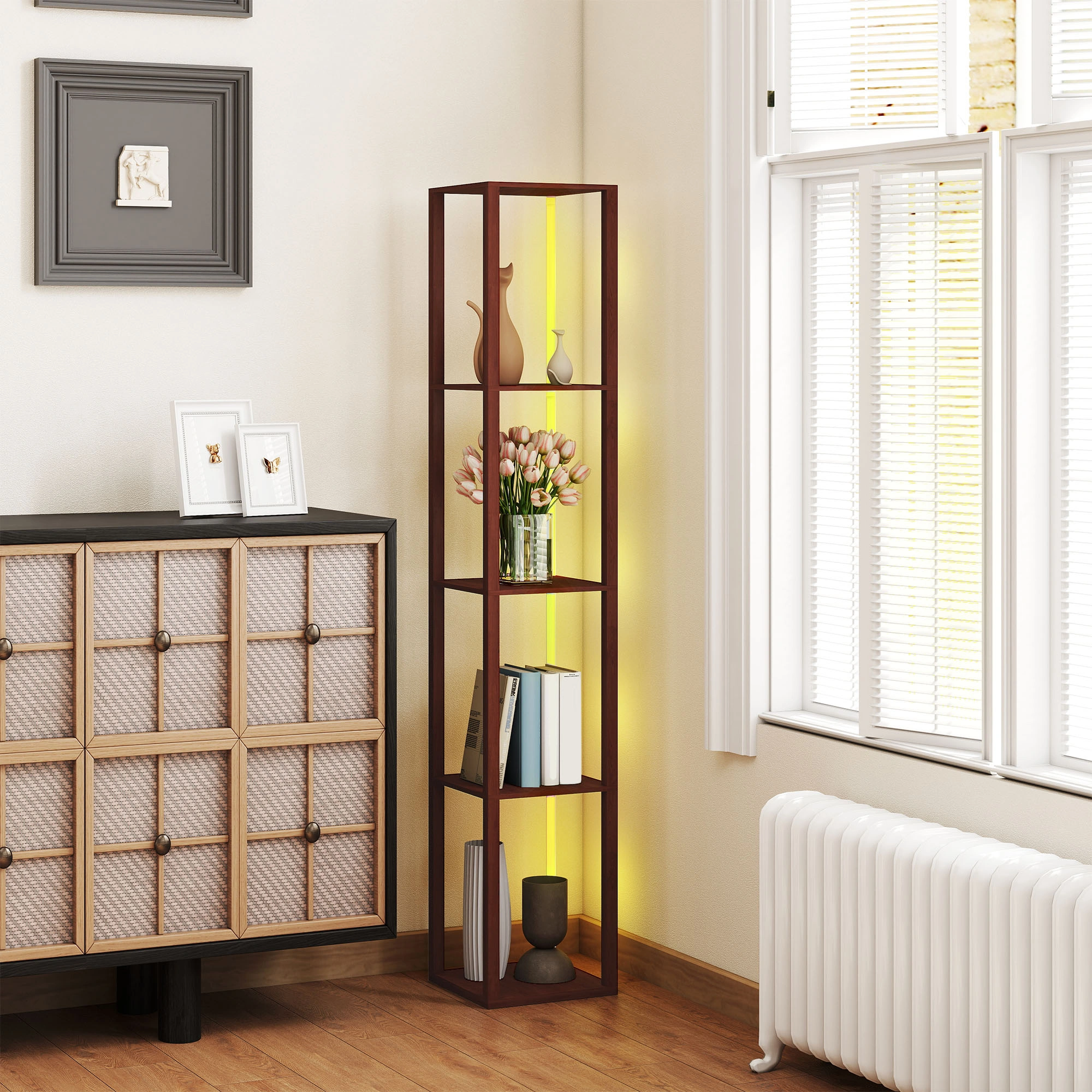 White Bathroom Storage Cabinet, Floor Standing Freestanding Cabinet with Shelves, Tall Storage Organizer for Bathroom, Kitchen, Hallway view 4