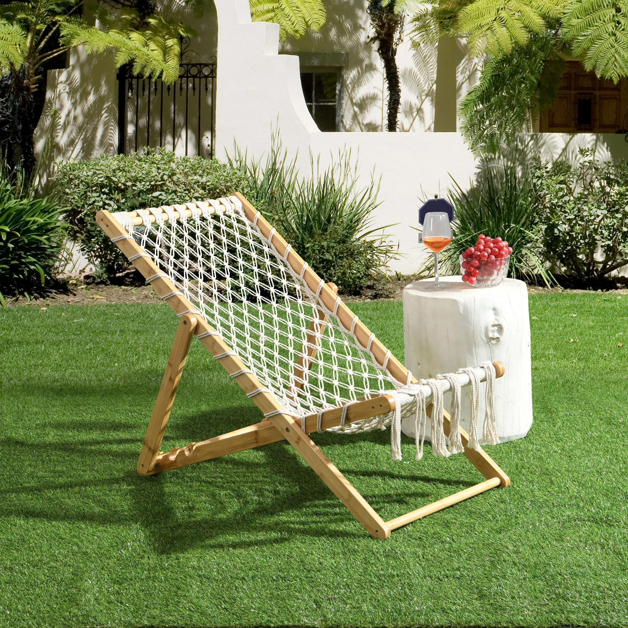 Set of 2 Handwoven Rope Chairs, Wicker Weaving Accent Chairs for Patio, Living Room, Garden, Balcony-Seating, Does Not Support Self Pickup
