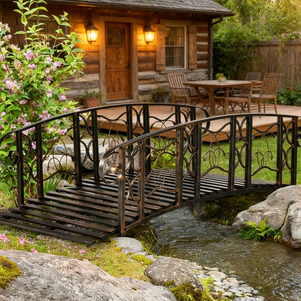 Garden Bridge Decor - Ornamental Miniature Bridge for Fairy Garden, Terrarium & Indoor-Outdoor Landscaping - Rustic Stone Finish Home Décor Accessory view 7