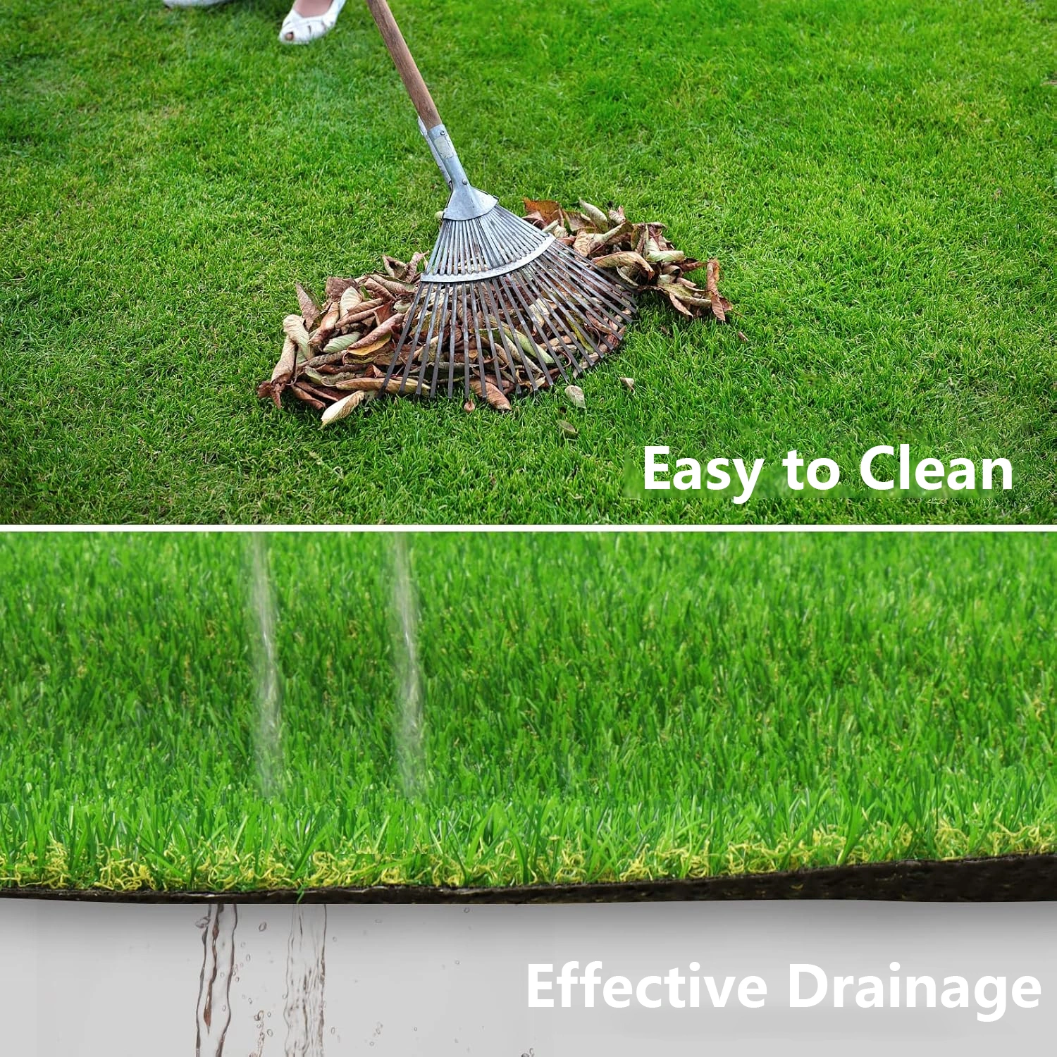 5x10FT Artificial Grass Turf 0.8" Indoor Outdoor Fake Grass with Drain Holes for Dog Pet Garden Patio Autumn Blend 4-Color view 2