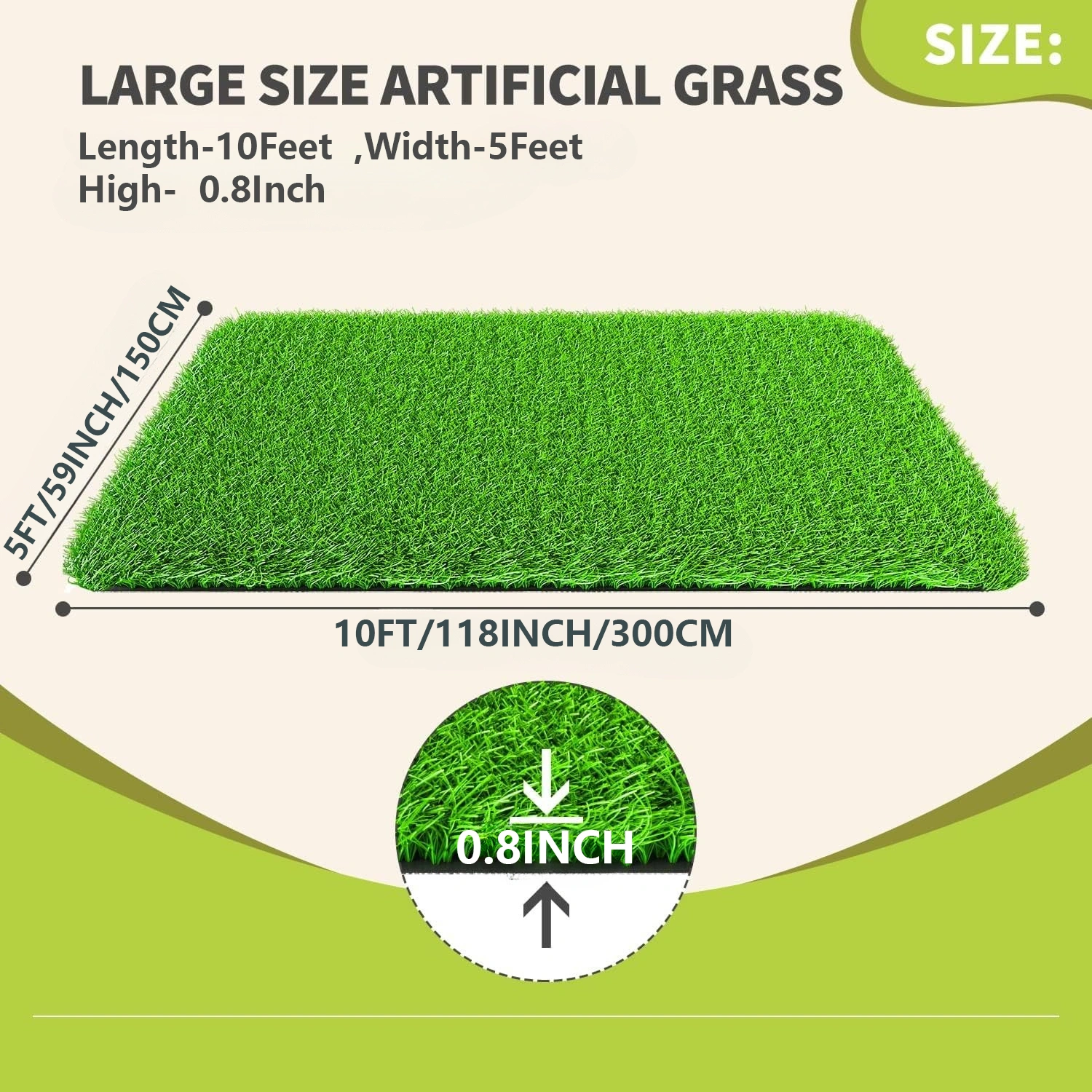 5x10FT Artificial Grass Turf 0.8" Indoor Outdoor Fake Grass with Drain Holes for Dog Pet Garden Patio Autumn Blend 4-Color view 5