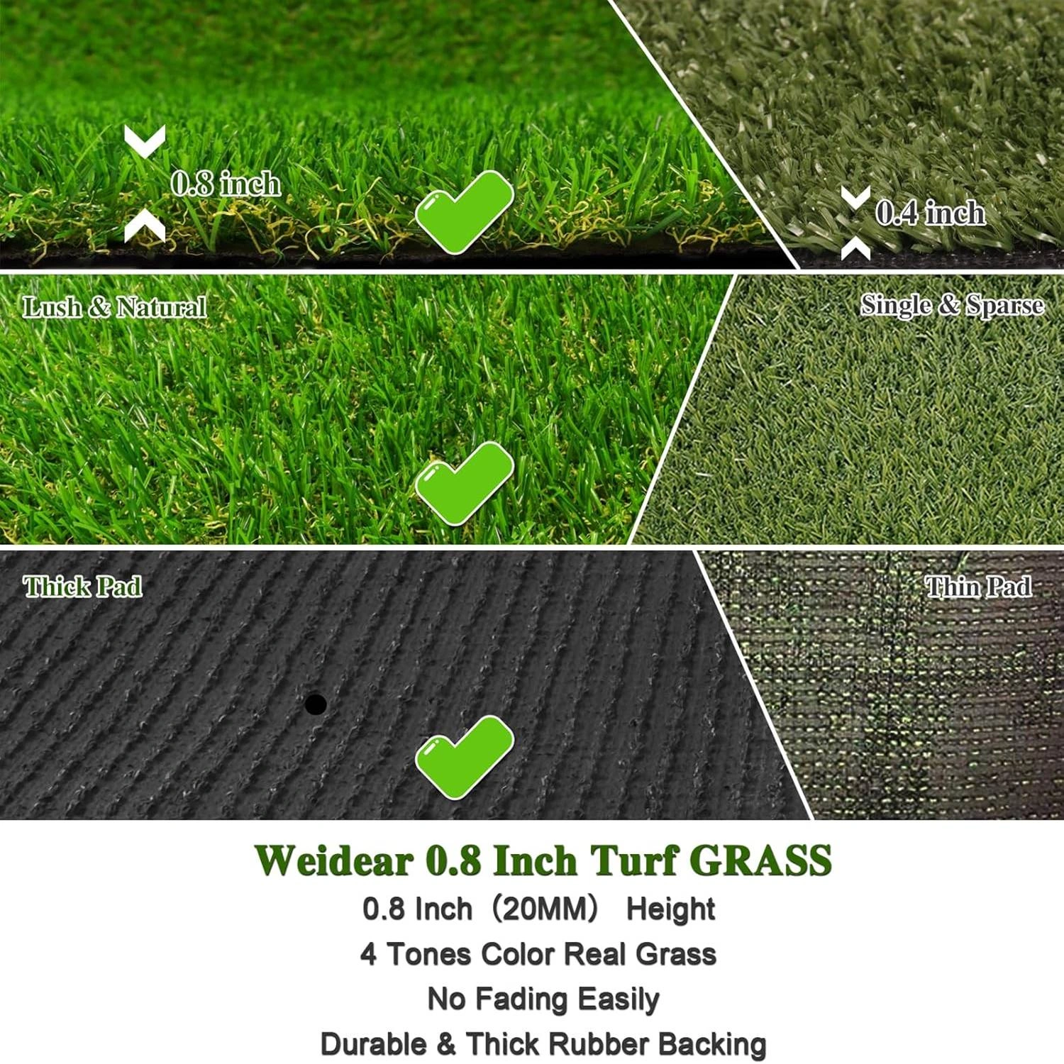 5x10FT Artificial Grass Turf 0.8" Indoor Outdoor Fake Grass with Drain Holes for Dog Pet Garden Patio Autumn Blend 4-Color view 6