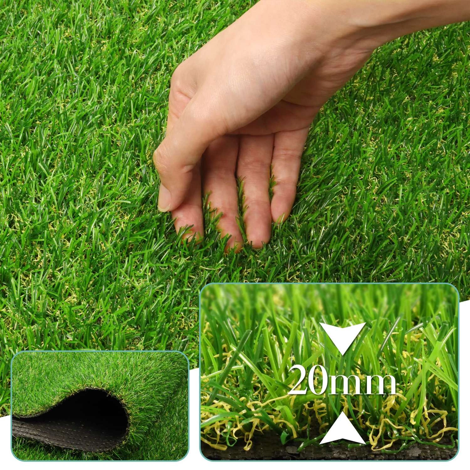 5x10FT Artificial Grass Turf 0.8" Indoor Outdoor Fake Grass with Drain Holes for Dog Pet Garden Patio Autumn Blend 4-Color view 7