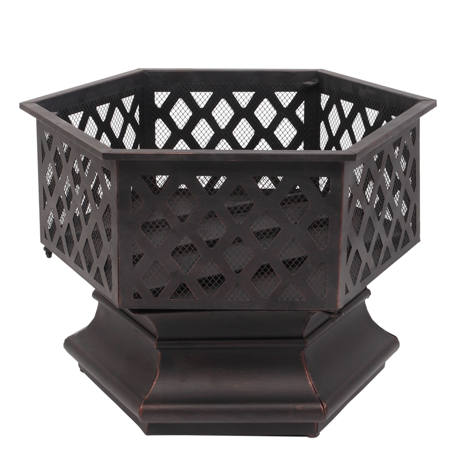 22" Hexagonal Shaped Iron Brazier Wood Burning Fire Pit Decoration for Backyard Poolside view 18