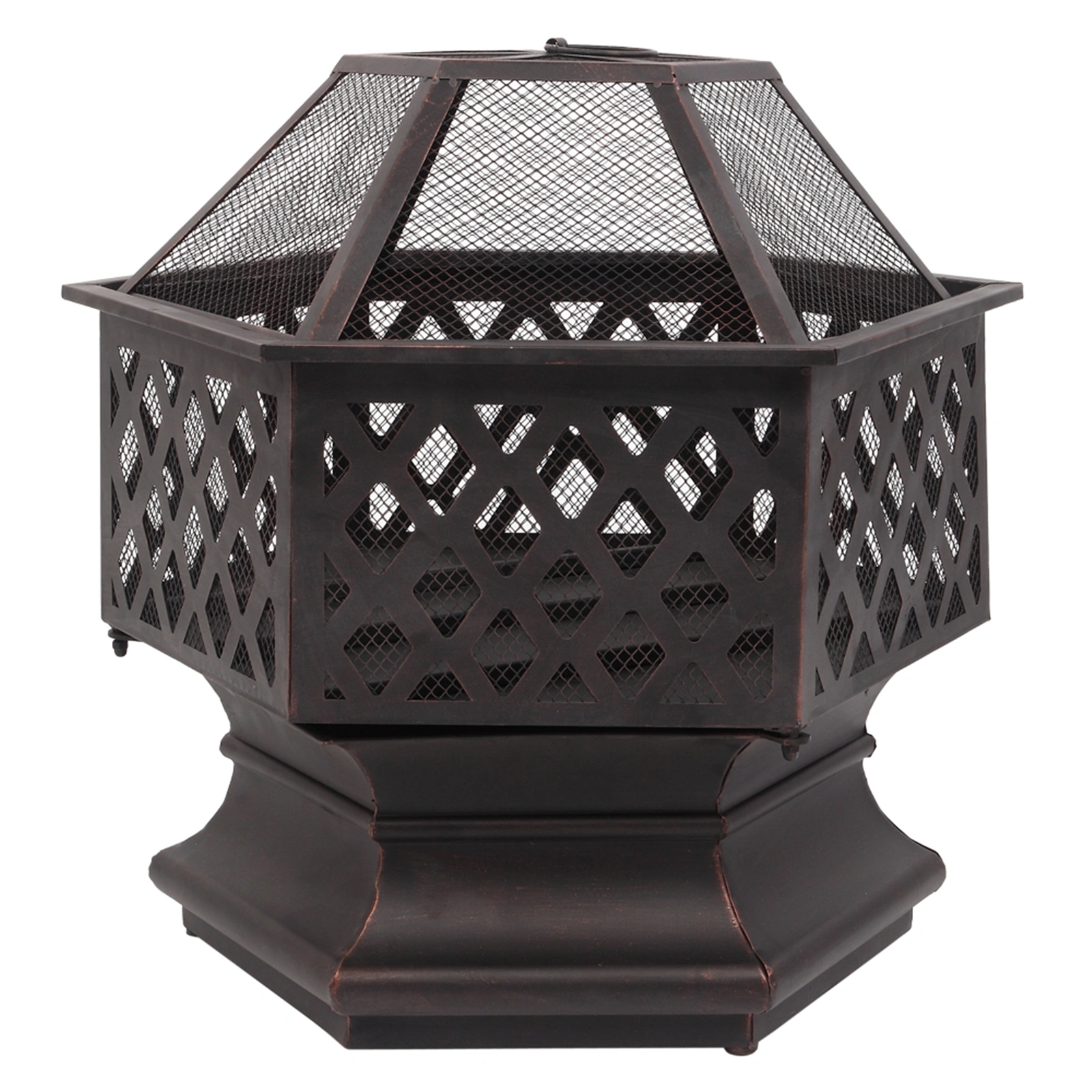 22" Hexagonal Shaped Iron Brazier Wood Burning Fire Pit Decoration for Backyard Poolside view 28