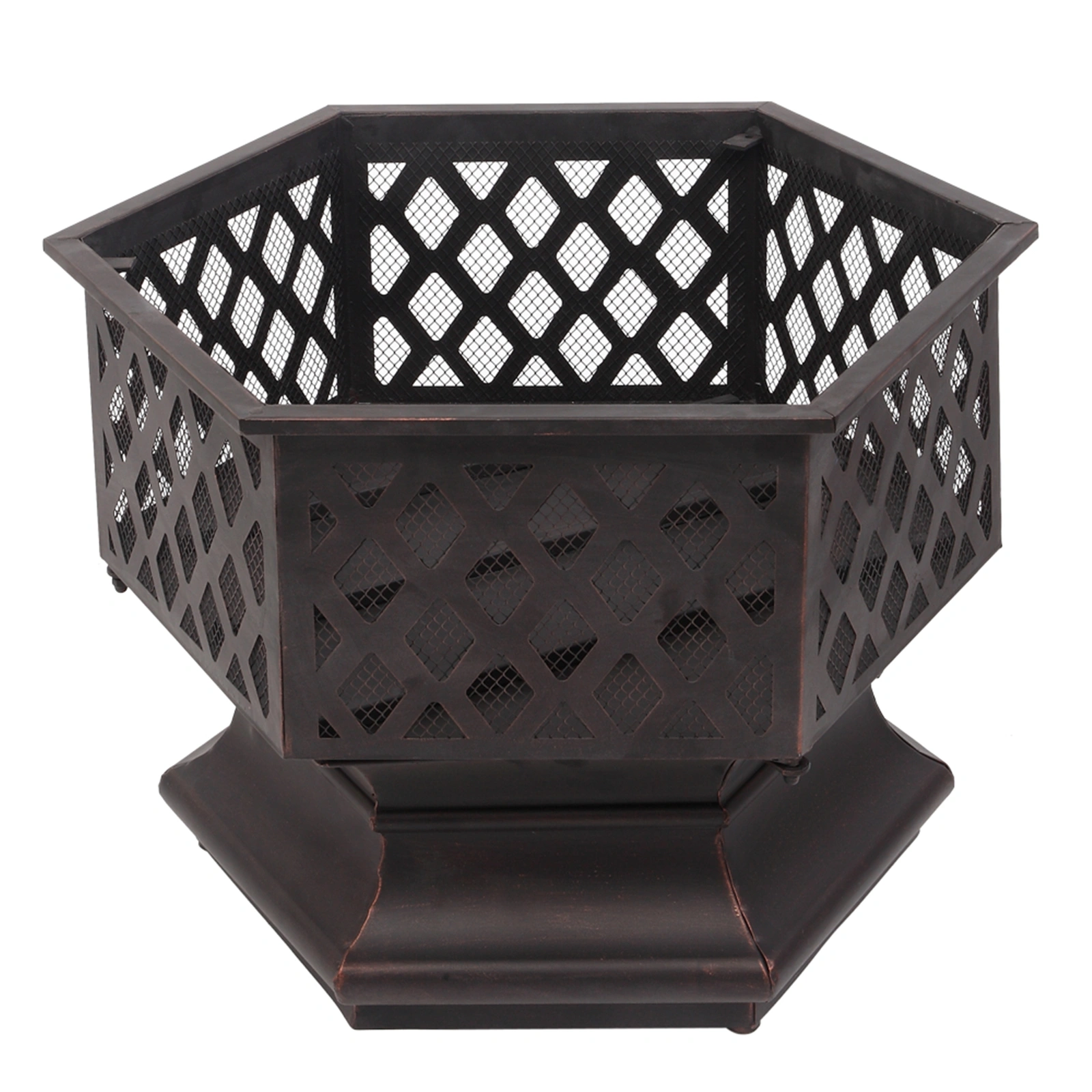 22" Hexagonal Shaped Iron Brazier Wood Burning Fire Pit Decoration for Backyard Poolside view 31
