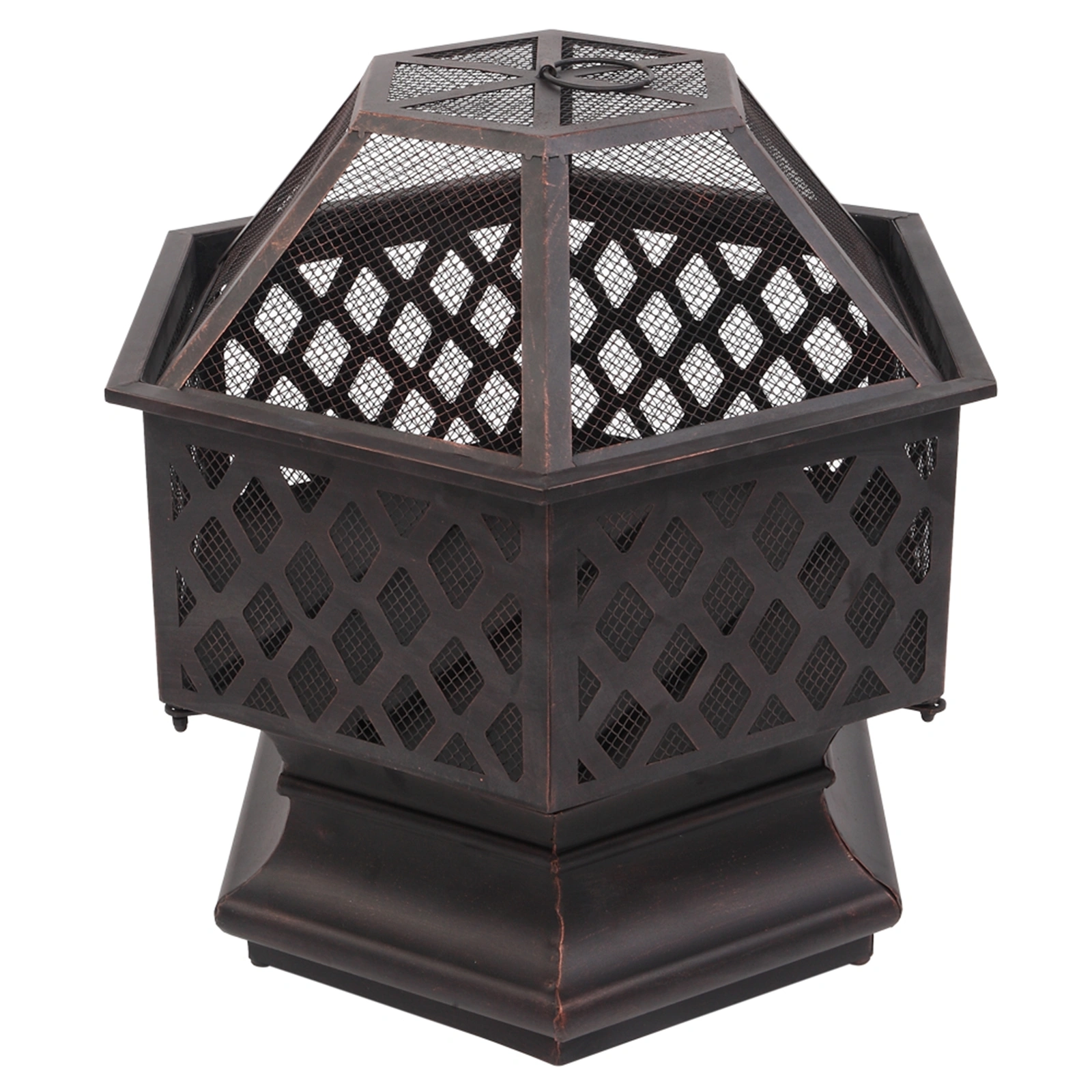 22" Hexagonal Shaped Iron Brazier Wood Burning Fire Pit Decoration for Backyard Poolside view 36
