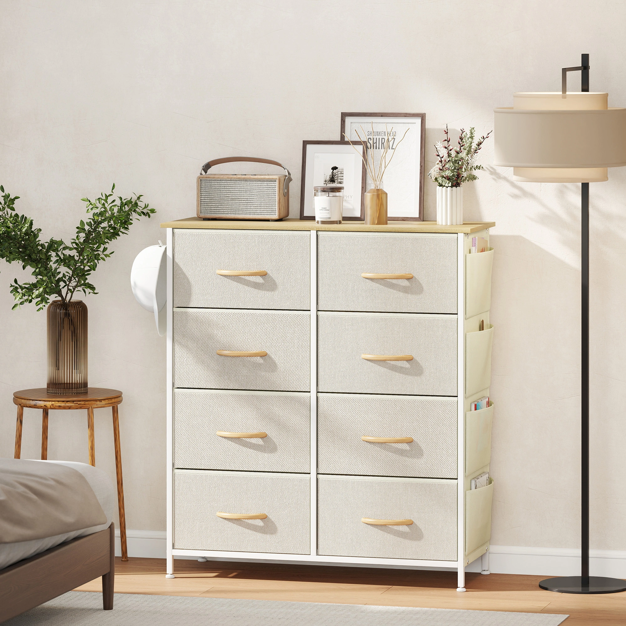 Industrial Wood Storage Chest of Drawers Set of 3, Metal Frame Organizer Bins, Stackable Craft Supply Boxes for Office & Garage