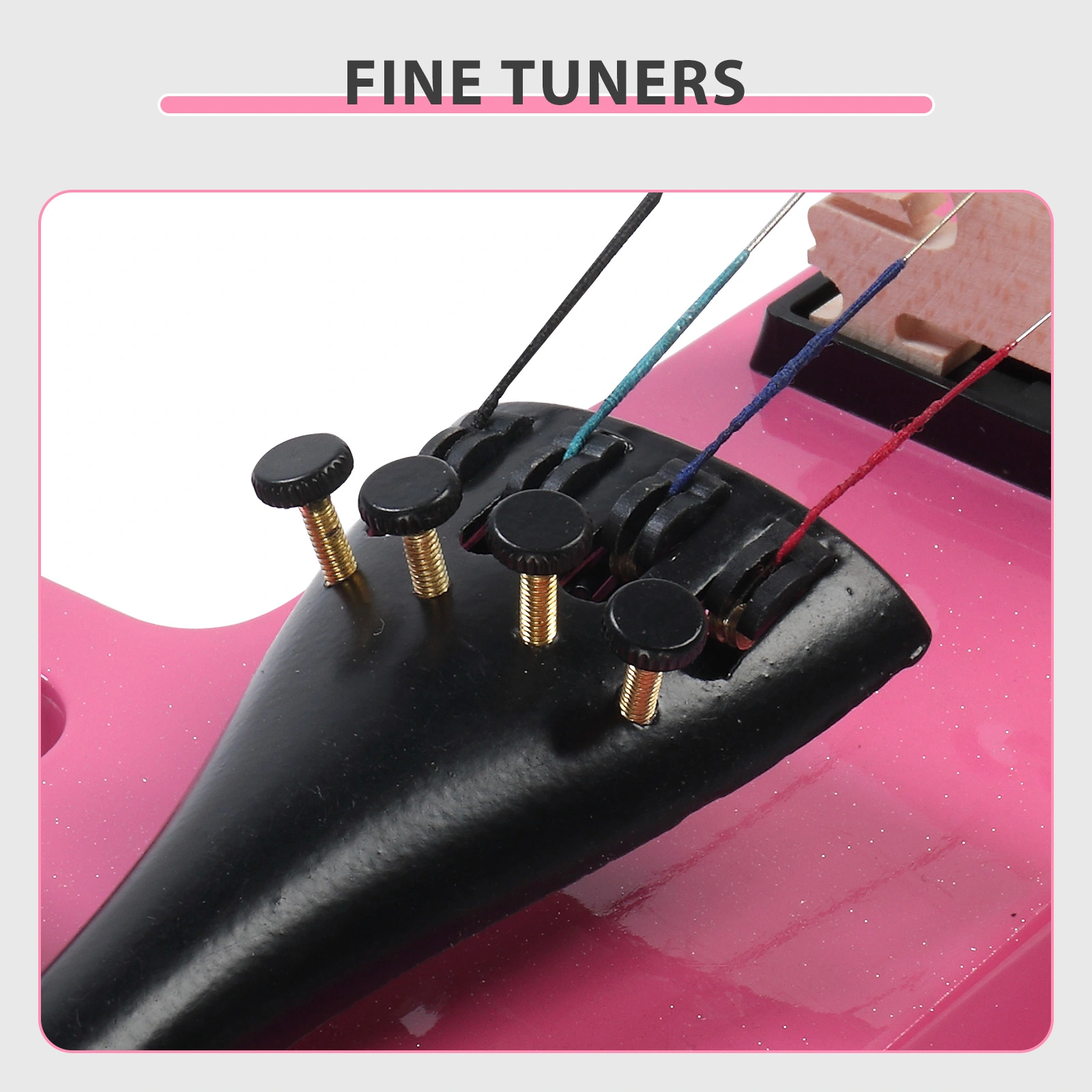 Full Size 4/4 Bunnel Edge Electric Silent Violin with Case Bow Rosin Headphone Connecting Line Pink view 8