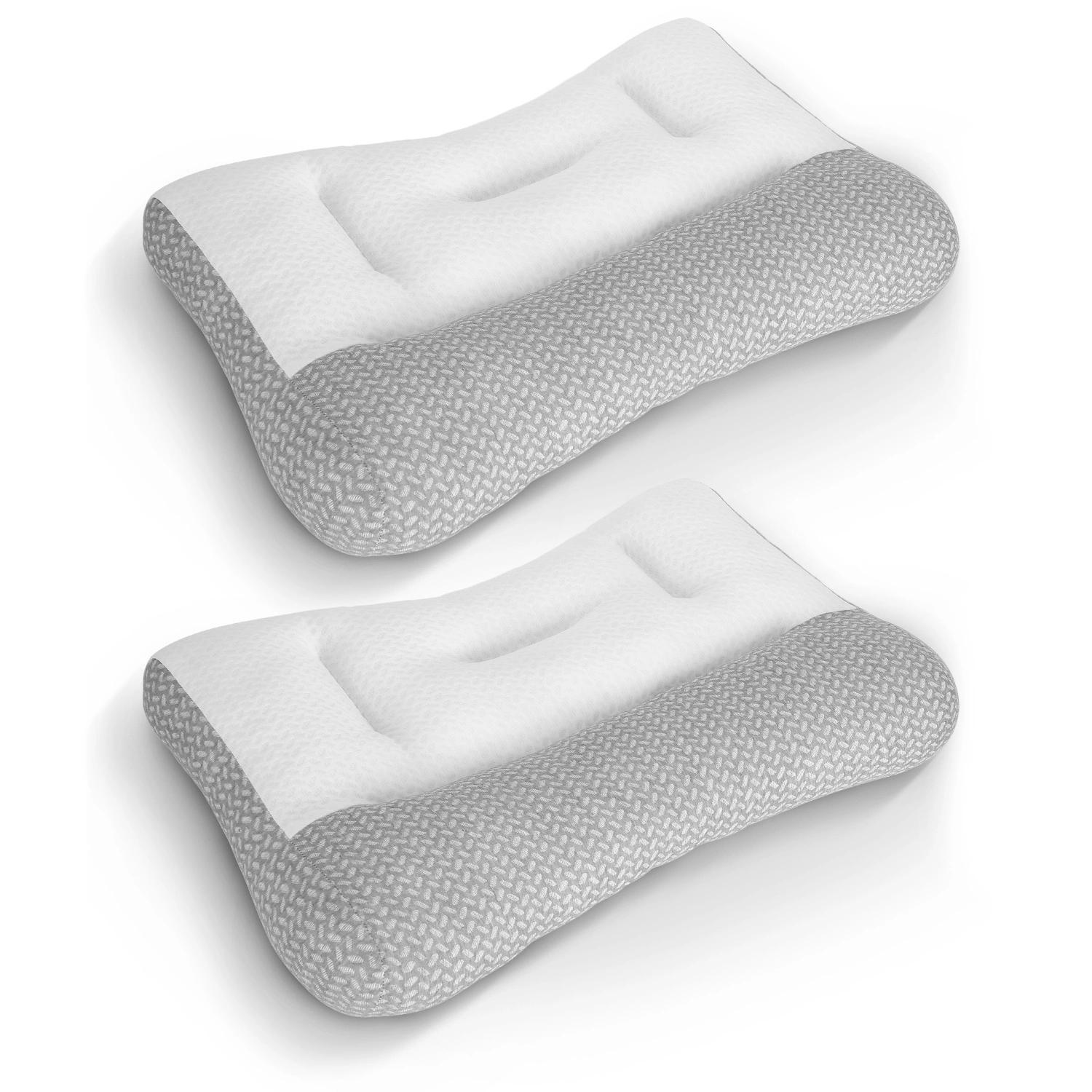 2 Pcs Ergonomic Sleep Pillow with Ear Hole, Breathable Mesh, Dual-Sided High Low Zoned Support, Down Alternative Fiber Fill for Side Back Belly Sleepers view 11