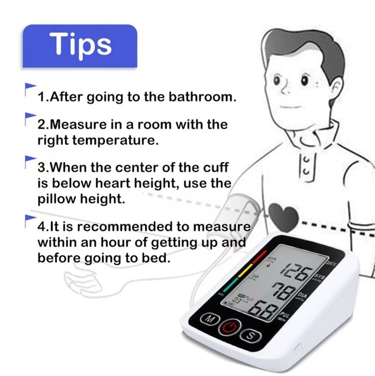 Digital Blood Pressure Monitor, Automatic Arm BP Machine with Voice Talking, Pulse Meter, Healthcare Device view 4