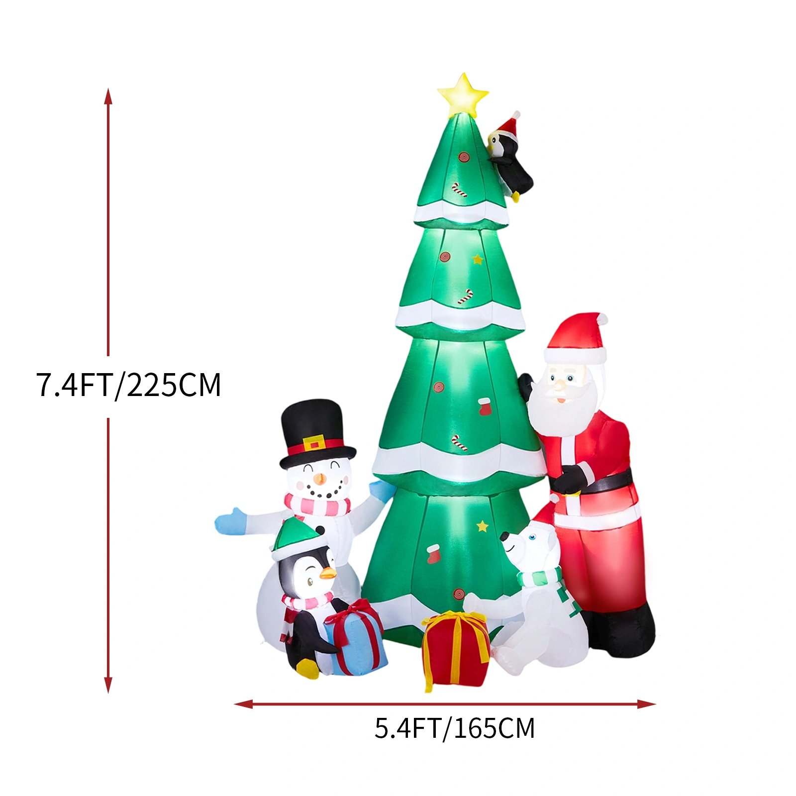 25M LED Lighted Inflatable Christmas Tree with Santa & Snowman Yard Decoration, Blow Up Holiday Lawn Decor for Front Yard, Party view 2