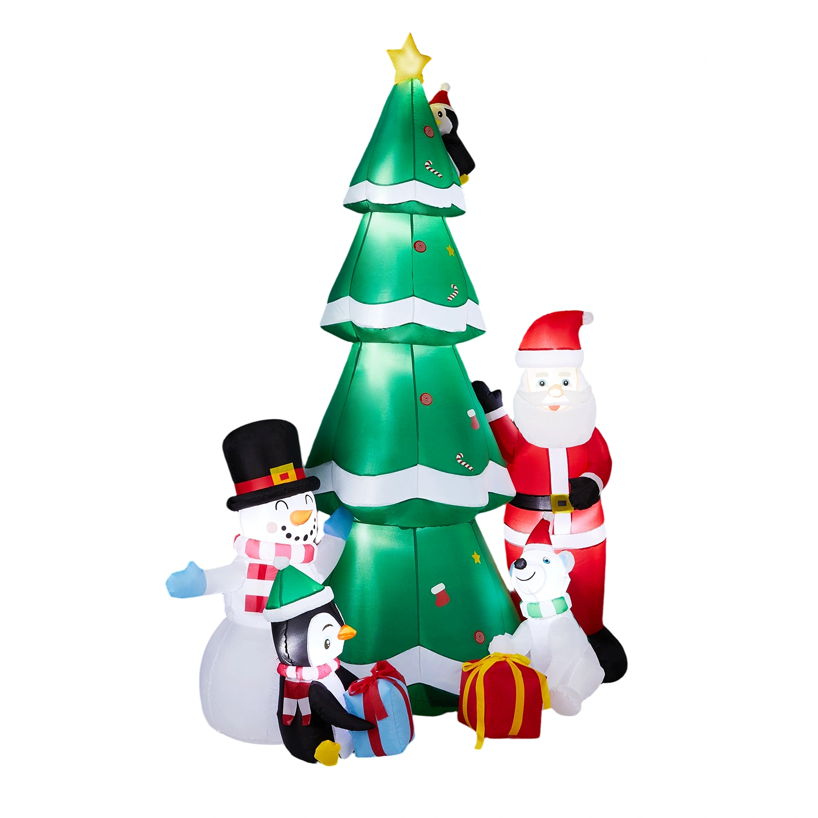 25M LED Lighted Inflatable Christmas Tree with Santa & Snowman Yard Decoration, Blow Up Holiday Lawn Decor for Front Yard, Party view 4