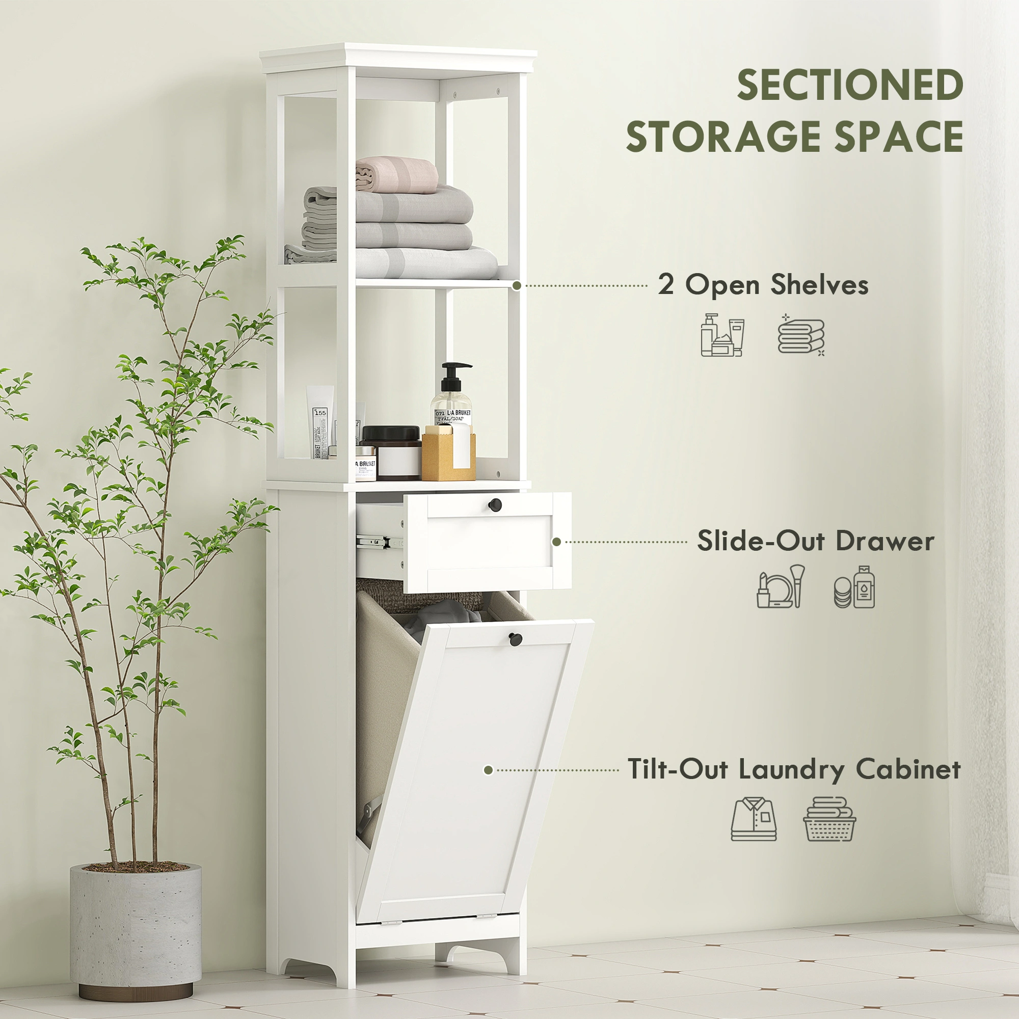 Wall Mount Bathroom Cabinet with Mirror, 3-Tier Storage Organizer for Toiletries, Towel Bar, Waterproof, Stainless Steel view 2