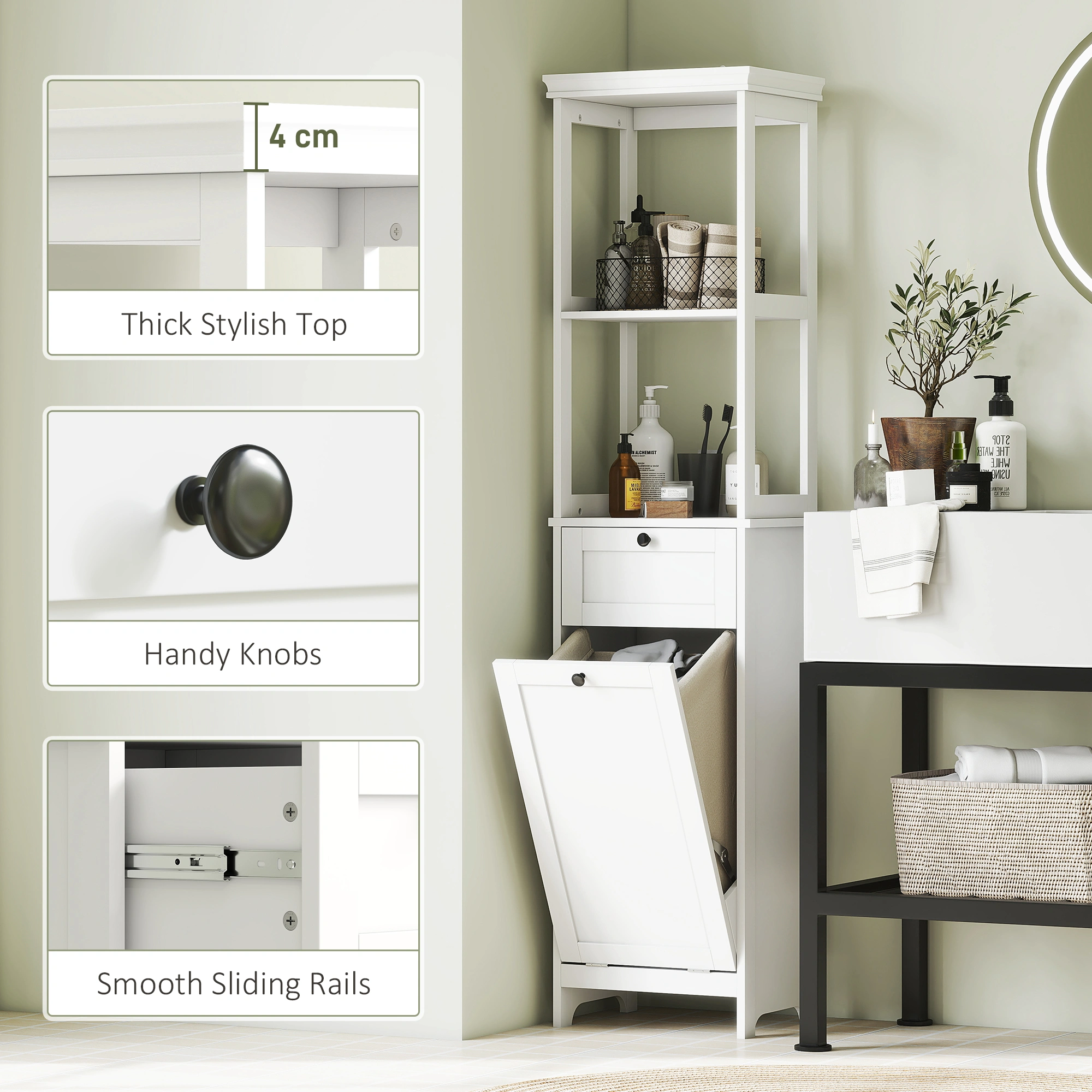 Wall Mount Bathroom Cabinet with Mirror, 3-Tier Storage Organizer for Toiletries, Towel Bar, Waterproof, Stainless Steel view 5