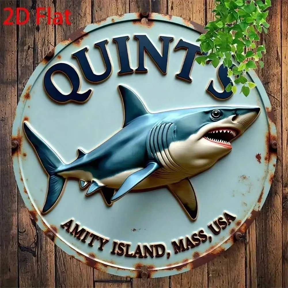CIFbuy Jaws Movie Amity Island Shark Metal Sign Vintage Retro Tin Sign Wall Decor for Man Cave 12x8 Inches