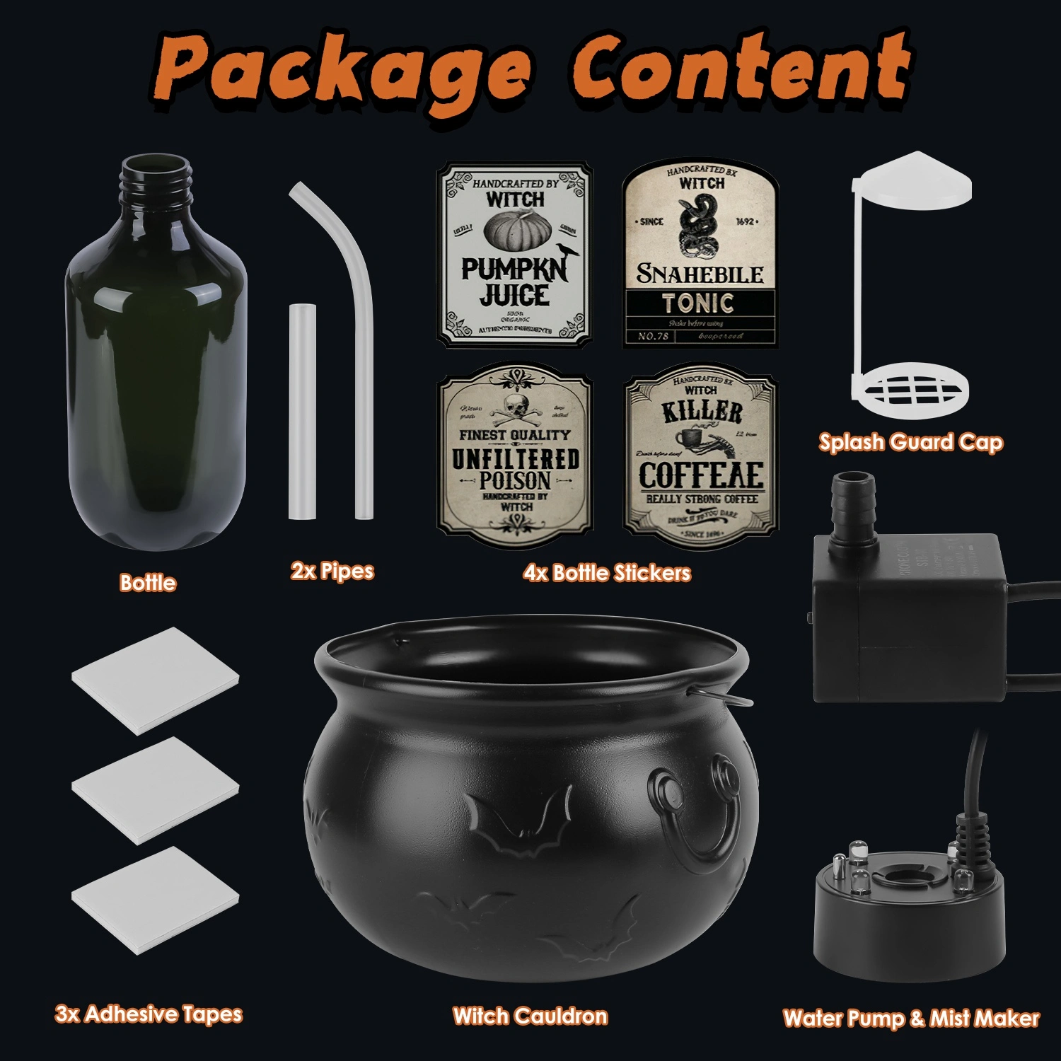 Halloween Floating Potion Bottle Decor with Witch Cauldron - 2-in-1 USB-Powered Green Mist Maker & 4 LED Lights, IPX8 Waterproof, Splash Guard Included, Perfect for Halloween Party, Haunted House, Spo view 5