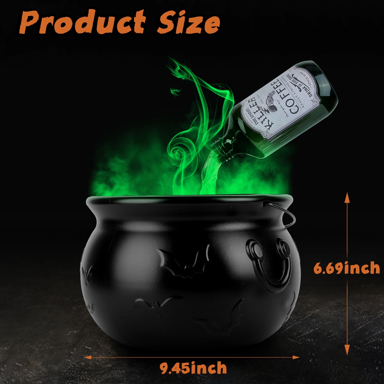 Halloween Floating Potion Bottle Decor with Witch Cauldron - 2-in-1 USB-Powered Green Mist Maker & 4 LED Lights, IPX8 Waterproof, Splash Guard Included, Perfect for Halloween Party, Haunted House, Spo view 7